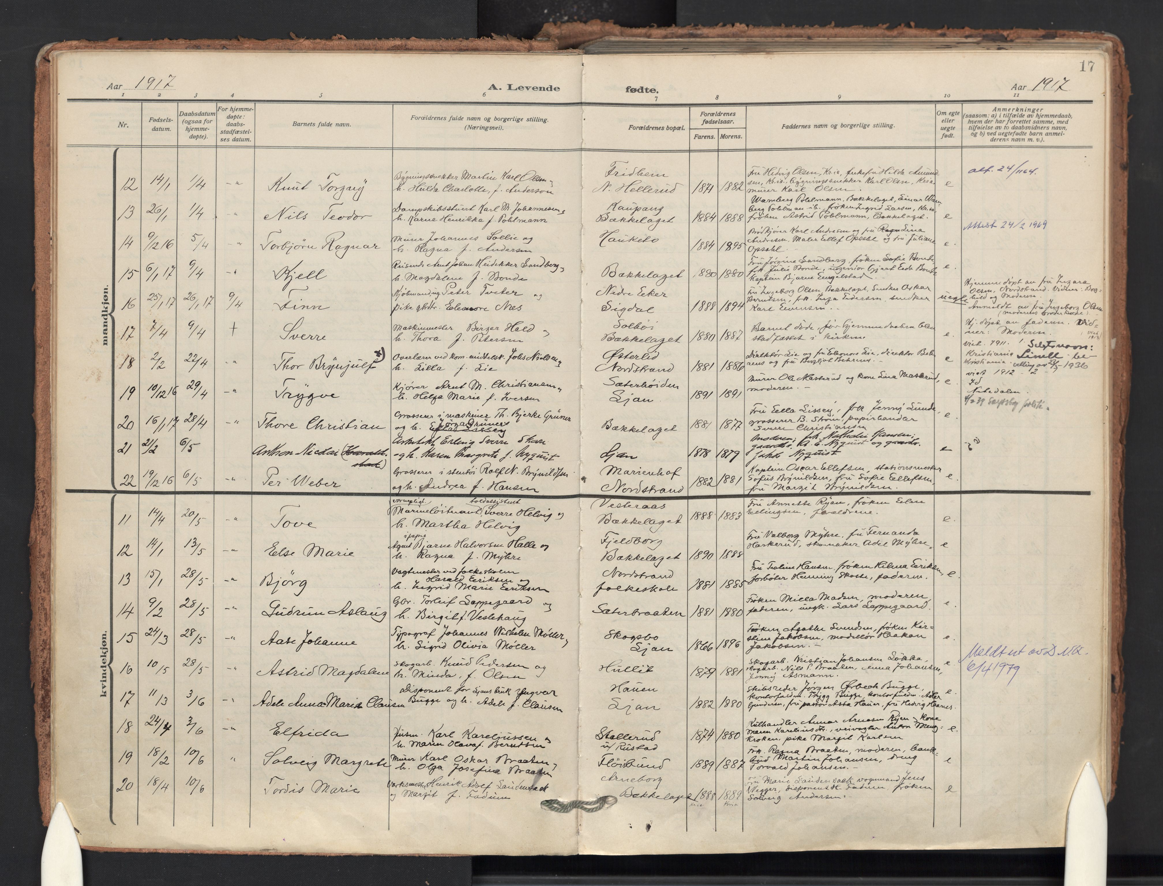 Nordstrand prestekontor Kirkebøker, AV/SAO-A-10362a/F/Fa/L0002: Ministerialbok nr. 2, 1914-1929, s. 17