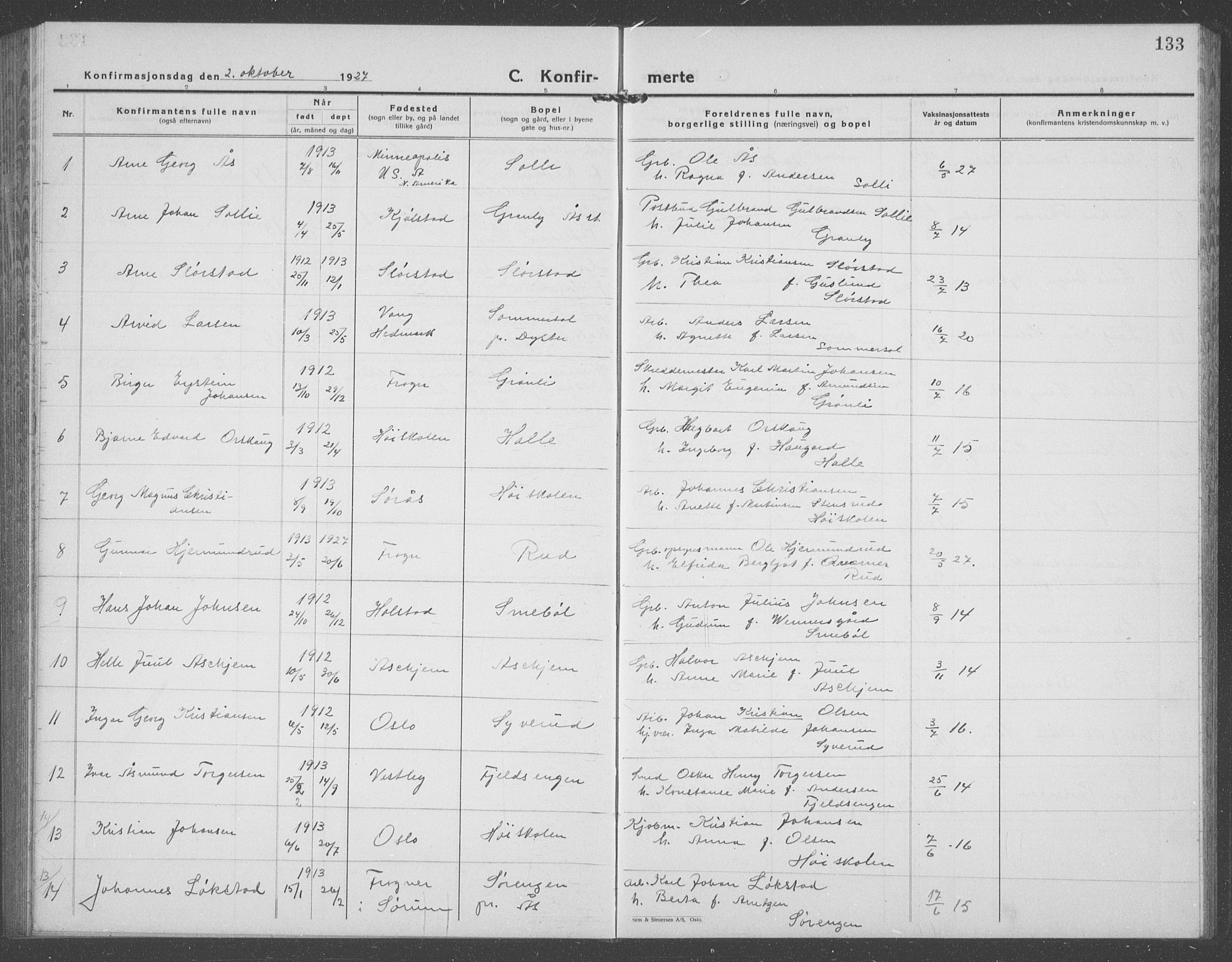 Ås prestekontor Kirkebøker, AV/SAO-A-10894/G/Ga/L0006: Klokkerbok nr. I 6, 1925-1940, s. 133