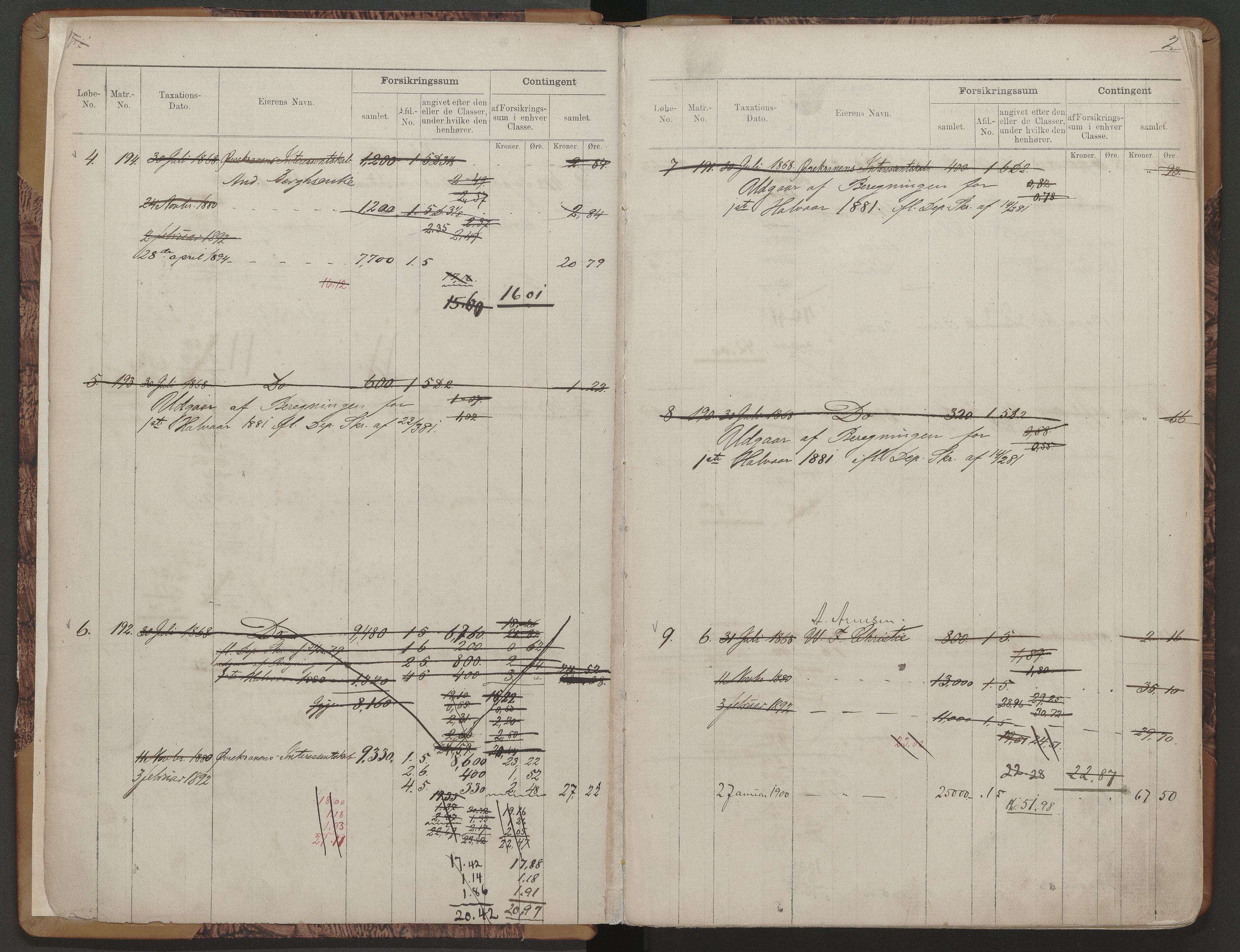 Kristiansund magistrat, AV/SAT-A-0032/K/L0026: Brannforsikringsprotokoll, 1868-1900