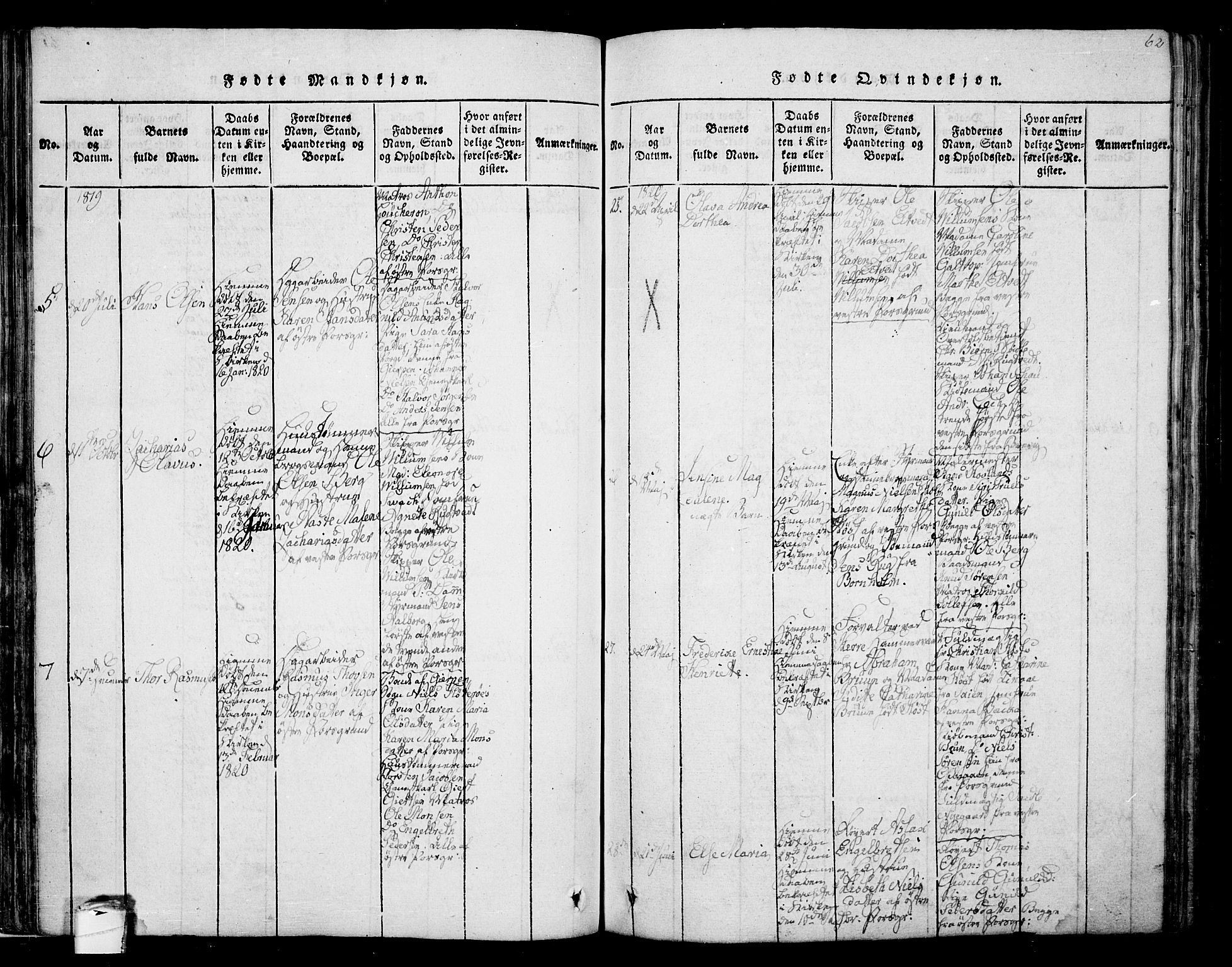 Porsgrunn kirkebøker , AV/SAKO-A-104/F/Fa/L0004: Ministerialbok nr. 4, 1814-1828, s. 62
