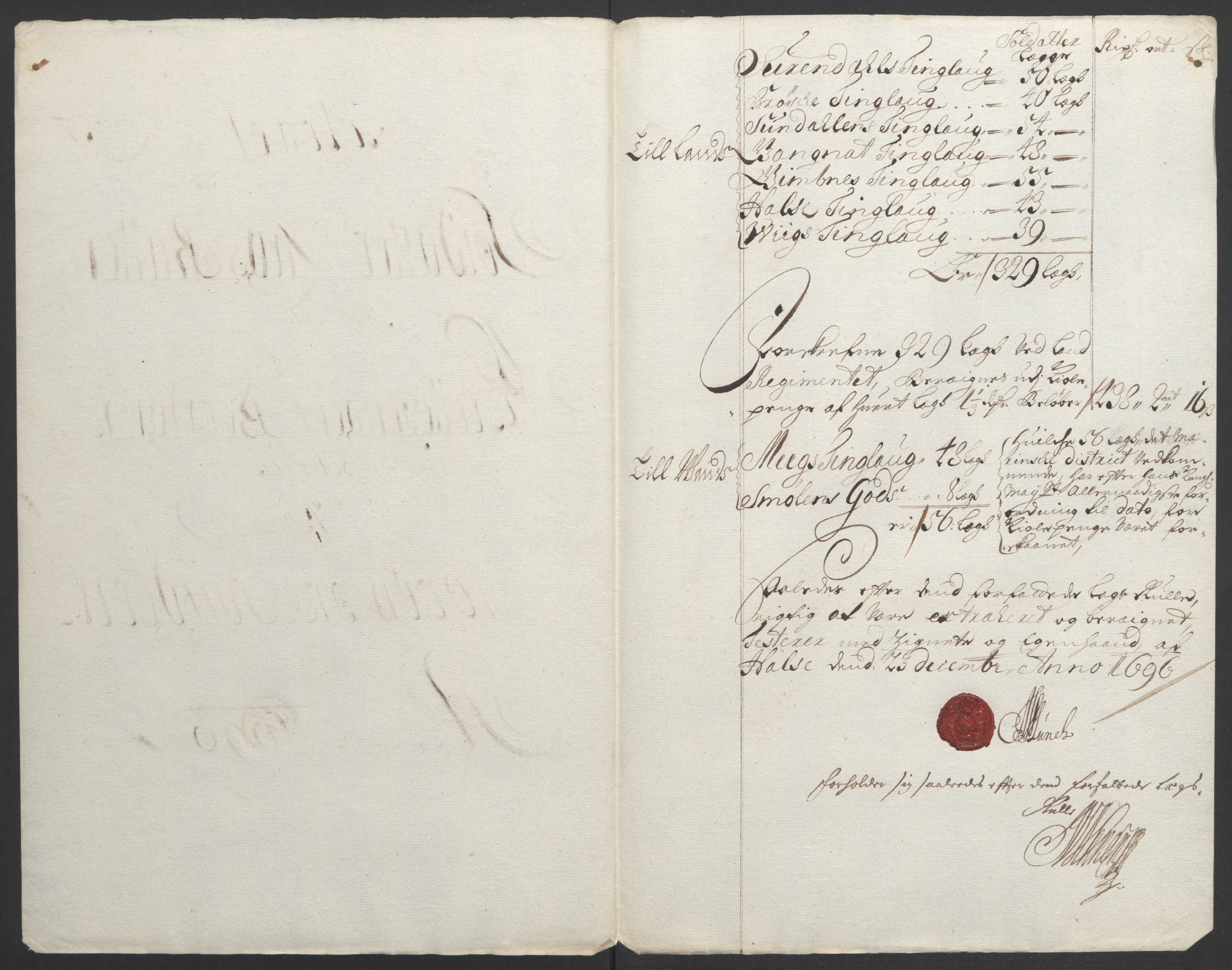 Rentekammeret inntil 1814, Reviderte regnskaper, Fogderegnskap, AV/RA-EA-4092/R56/L3736: Fogderegnskap Nordmøre, 1694-1696, s. 427