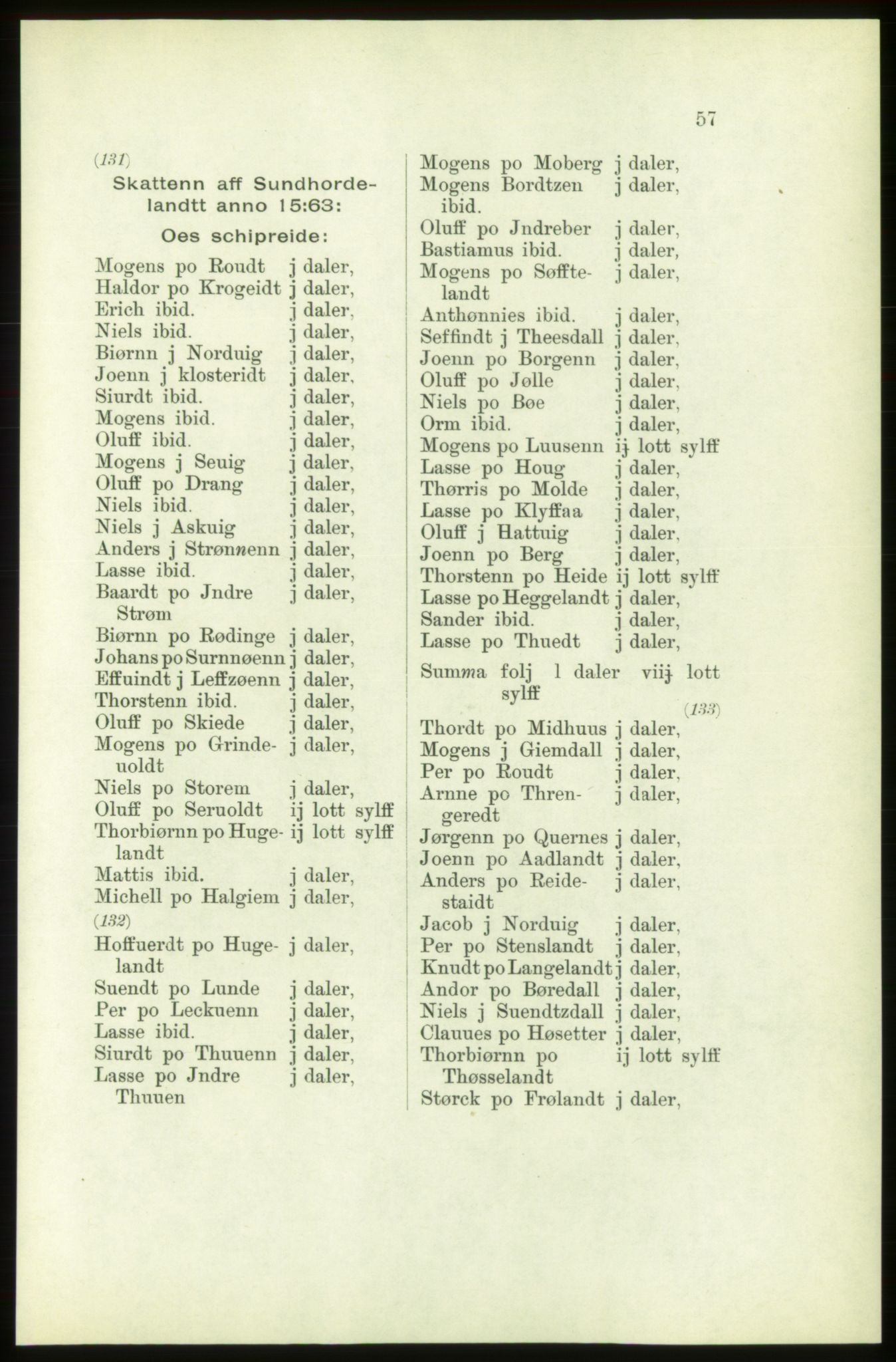 Publikasjoner utgitt av Arkivverket, PUBL/PUBL-001/C/0003: Bind 3: Skatten av Bergenhus len 1563, 1563, s. 57