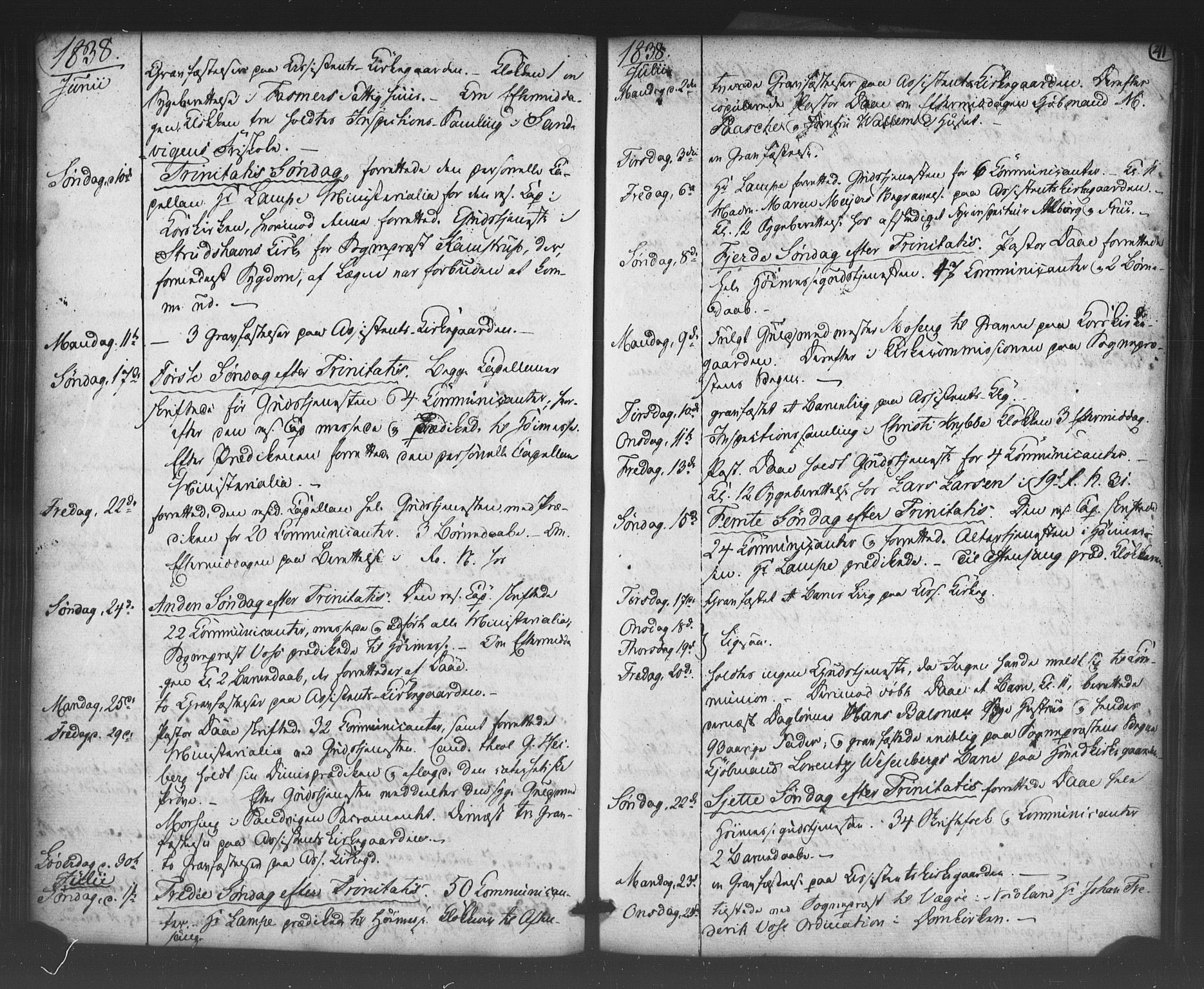 Korskirken sokneprestembete, AV/SAB-A-76101/H/Haa/L0066: Residerende kapellans bok nr. A 1, 1826-1843, s. 41