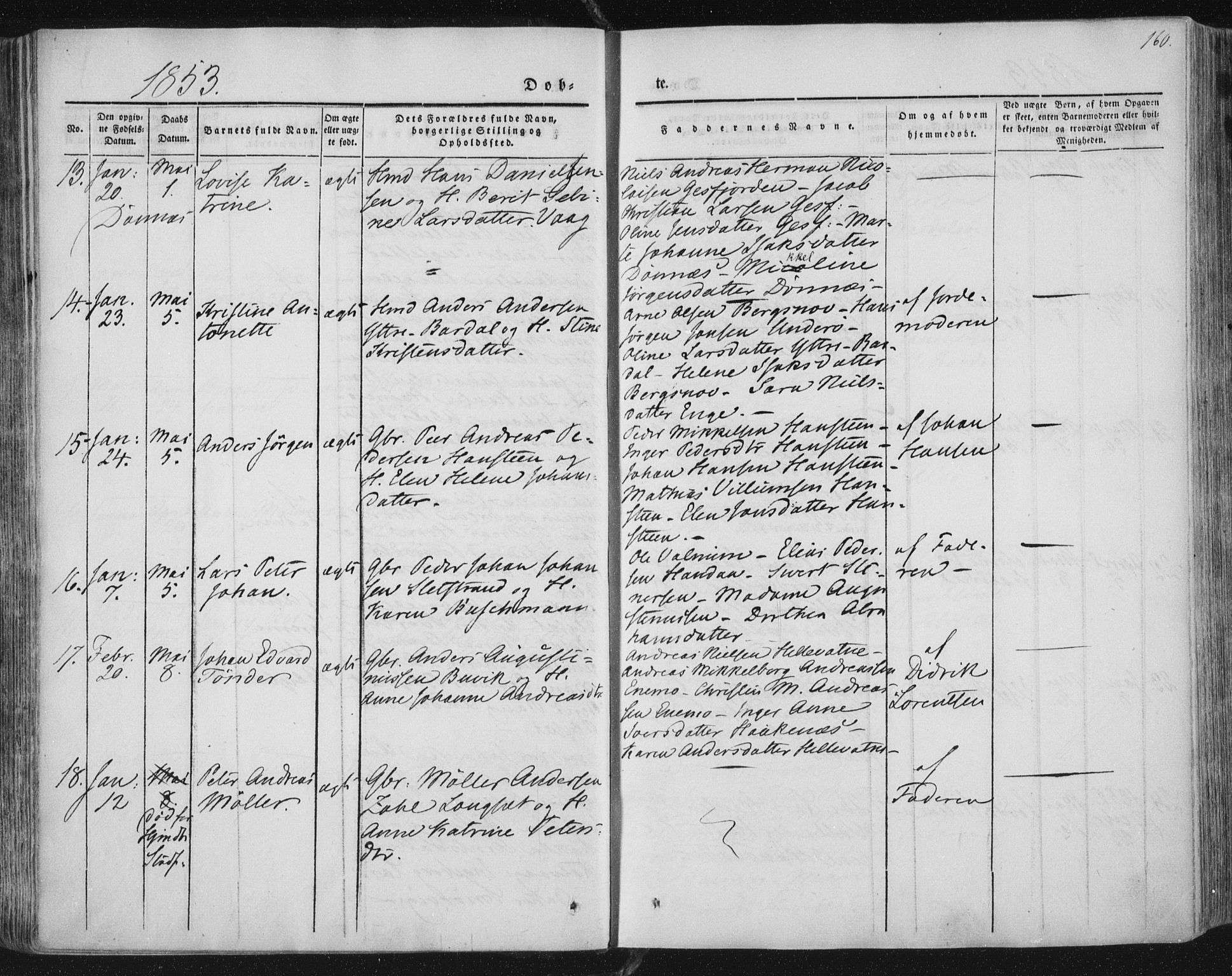 Ministerialprotokoller, klokkerbøker og fødselsregistre - Nordland, AV/SAT-A-1459/838/L0549: Ministerialbok nr. 838A07, 1840-1854, s. 160