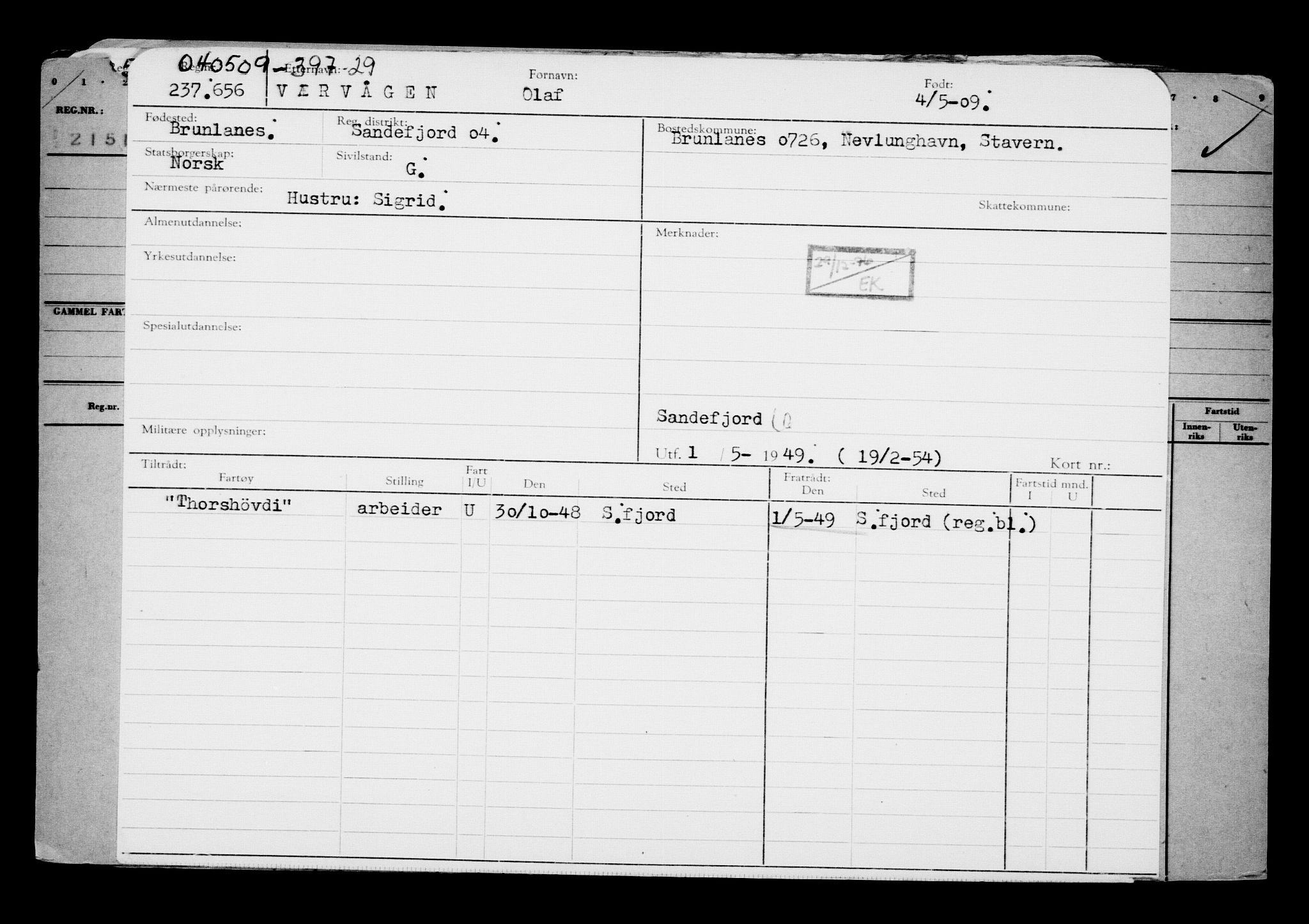 Direktoratet for sjømenn, RA/S-3545/G/Gb/L0083: Hovedkort, 1909, s. 55