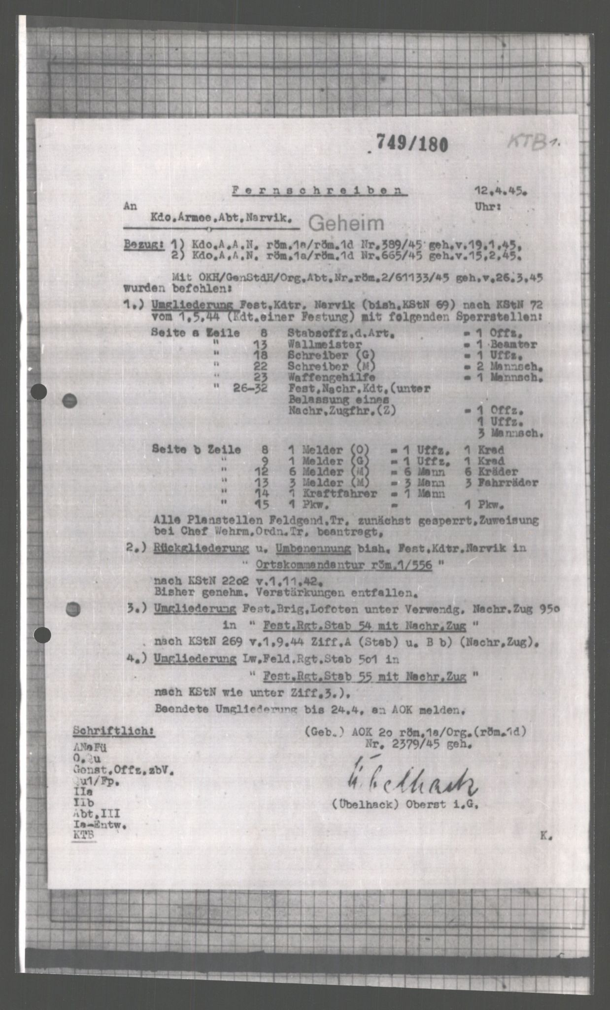 Forsvarets Overkommando. 2 kontor. Arkiv 11.4. Spredte tyske arkivsaker, AV/RA-RAFA-7031/D/Dar/Dara/L0004: Krigsdagbøker for 20. Gebirgs-Armee-Oberkommando (AOK 20), 1945, s. 535