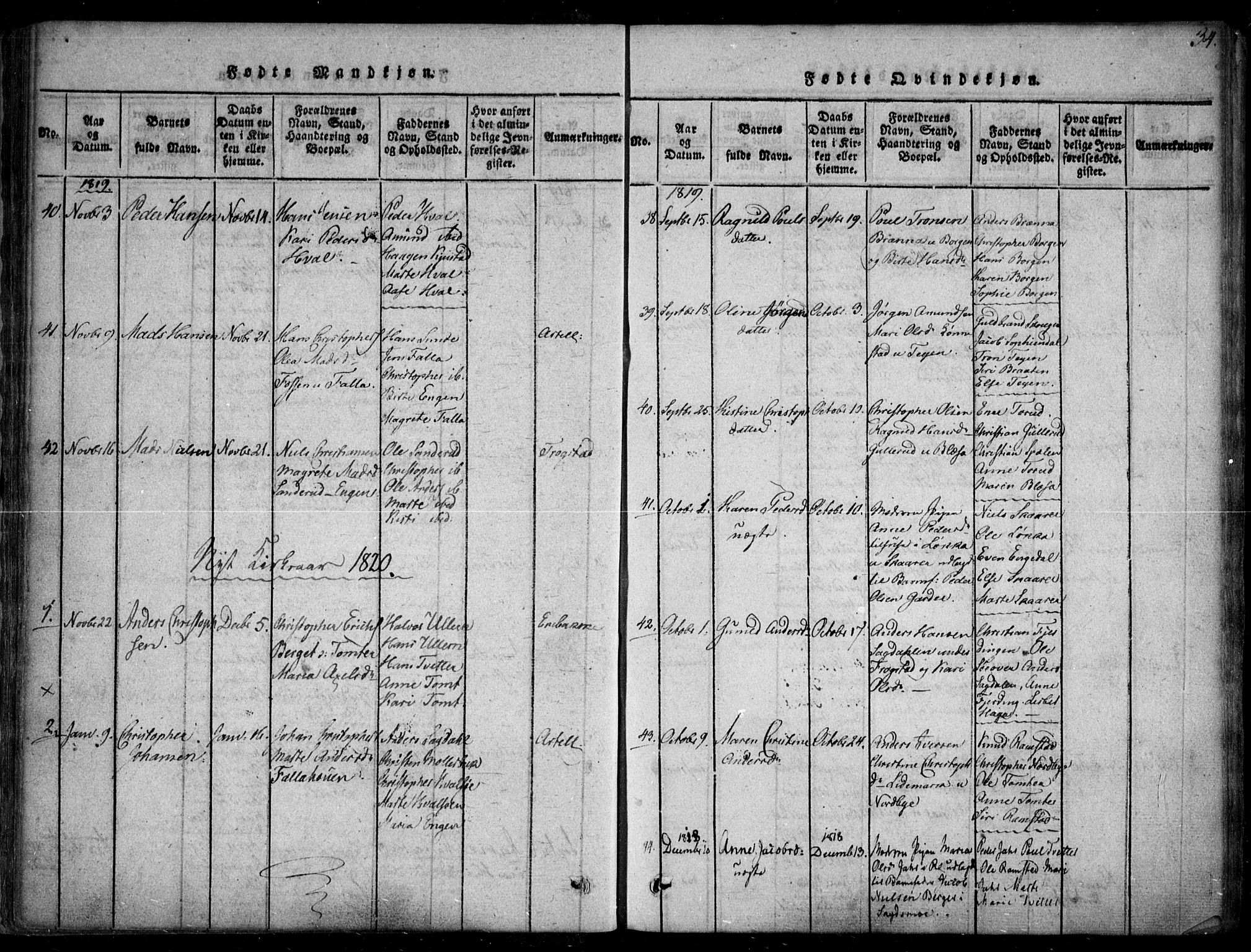 Fet prestekontor Kirkebøker, AV/SAO-A-10370a/F/Fa/L0008: Ministerialbok nr. I 8, 1815-1842, s. 34
