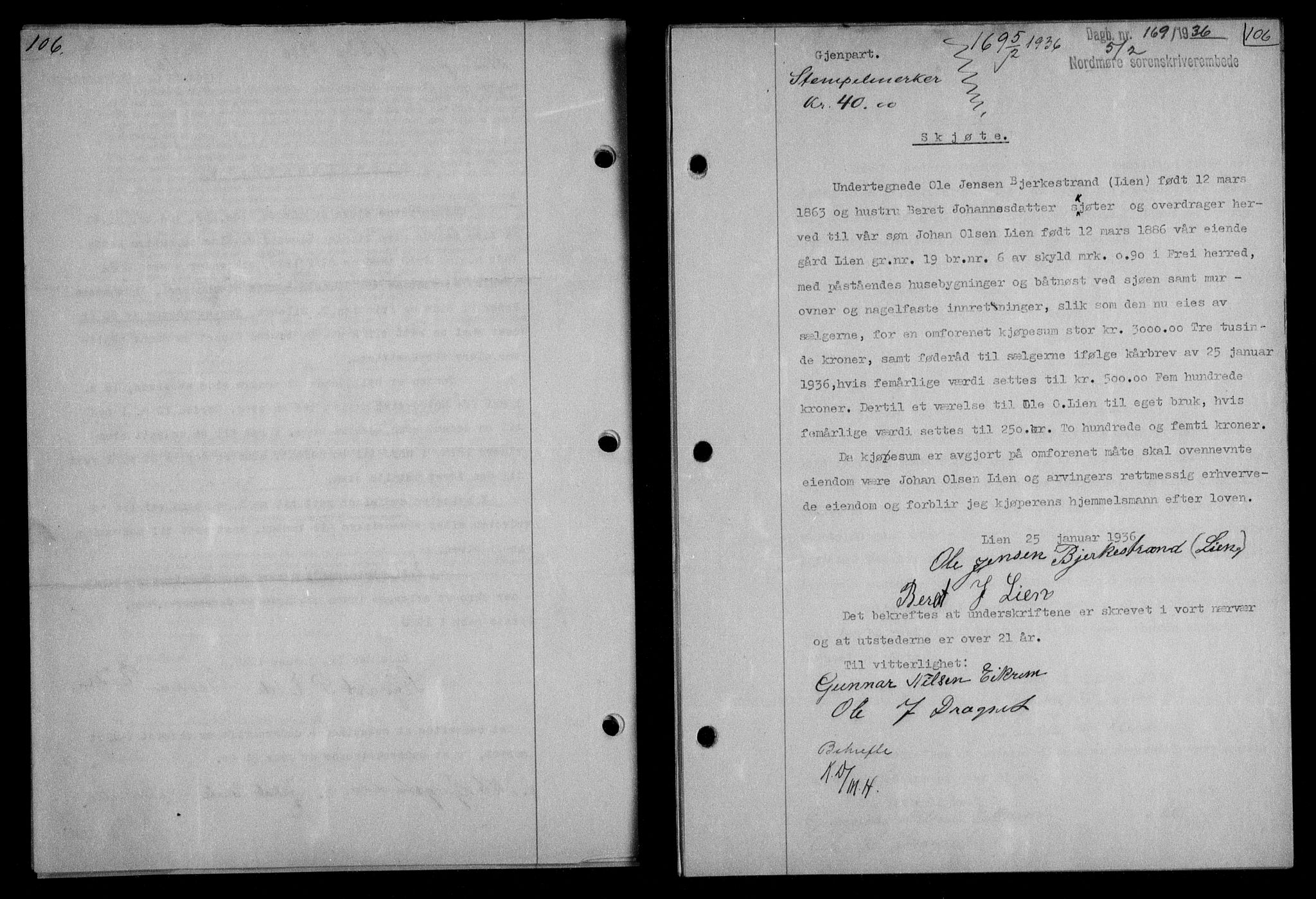 Nordmøre sorenskriveri, AV/SAT-A-4132/1/2/2Ca/L0087: Pantebok nr. 77, 1935-1936, Tingl.dato: 05.02.1936