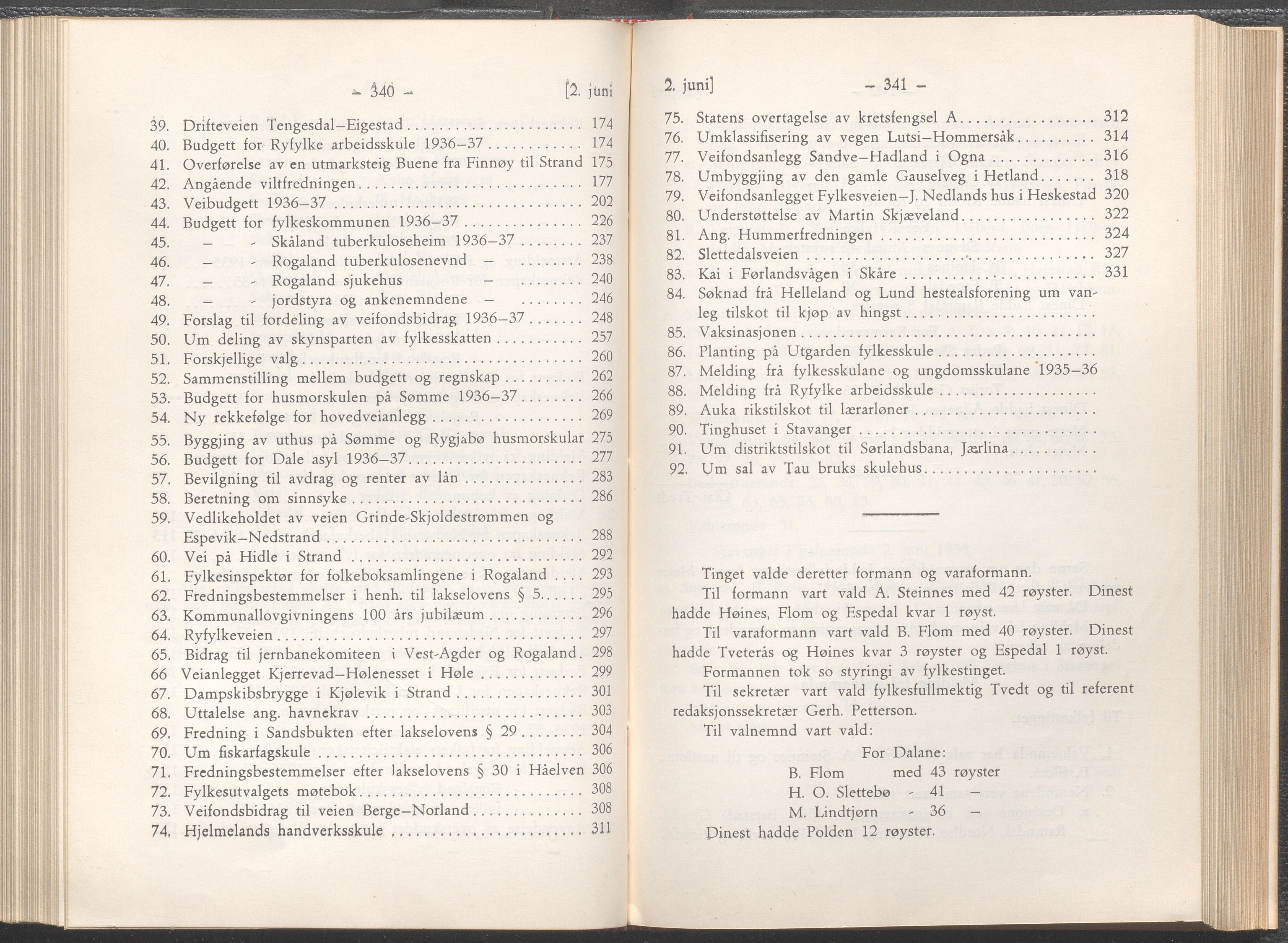 Rogaland fylkeskommune - Fylkesrådmannen , IKAR/A-900/A/Aa/Aaa/L0055: Møtebok , 1936, s. 340-341