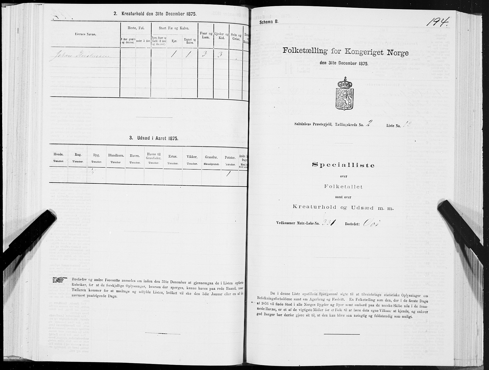SAT, Folketelling 1875 for 1840P Saltdal prestegjeld, 1875, s. 1194