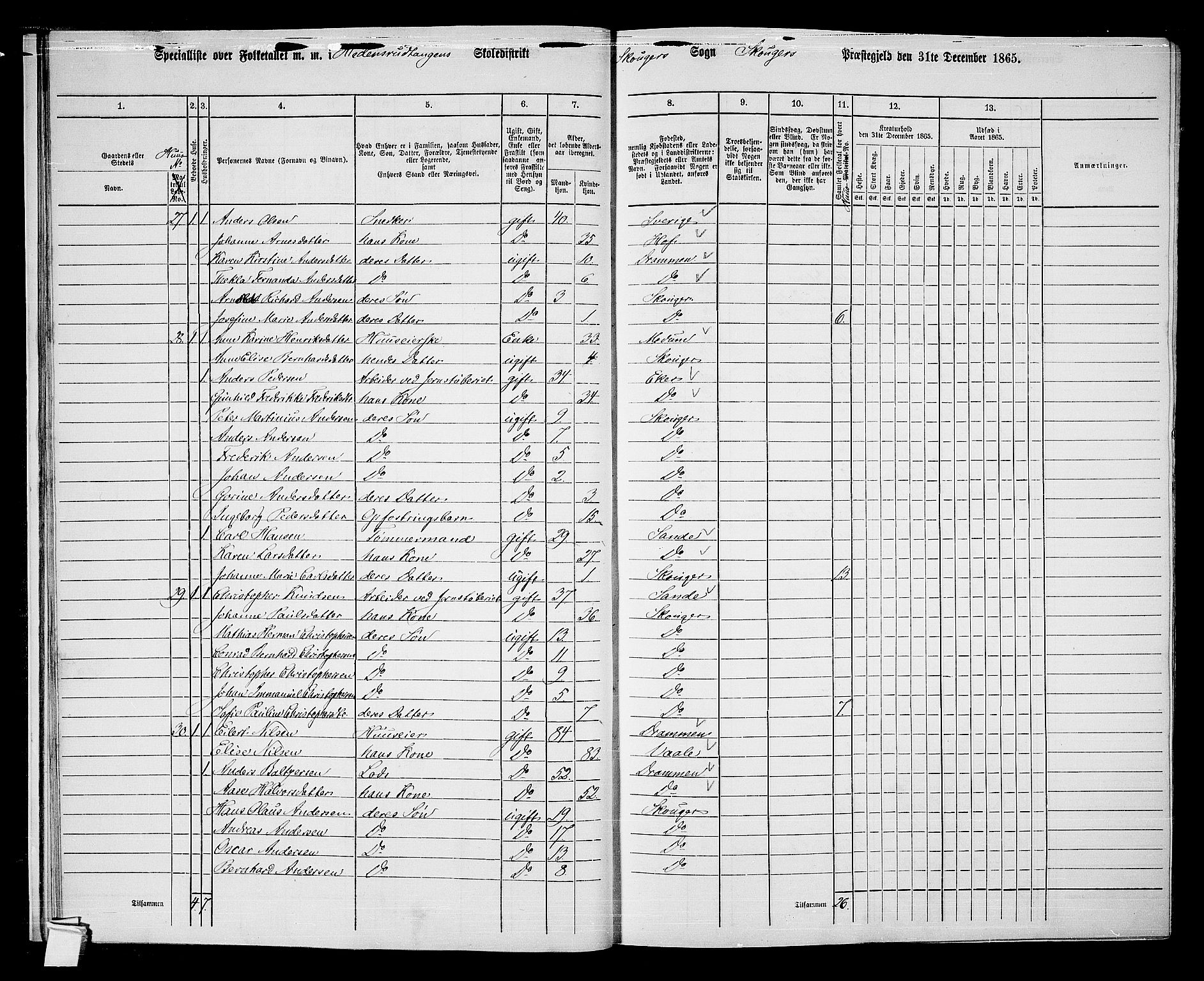 RA, Folketelling 1865 for 0712P Skoger prestegjeld, 1865, s. 21