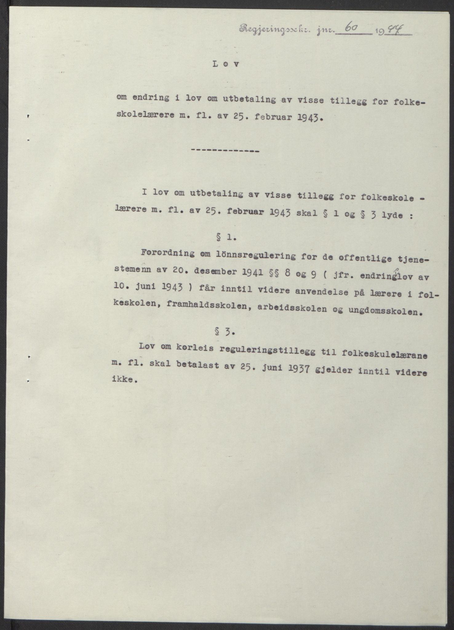 NS-administrasjonen 1940-1945 (Statsrådsekretariatet, de kommisariske statsråder mm), AV/RA-S-4279/D/Db/L0100: Lover, 1944, s. 136