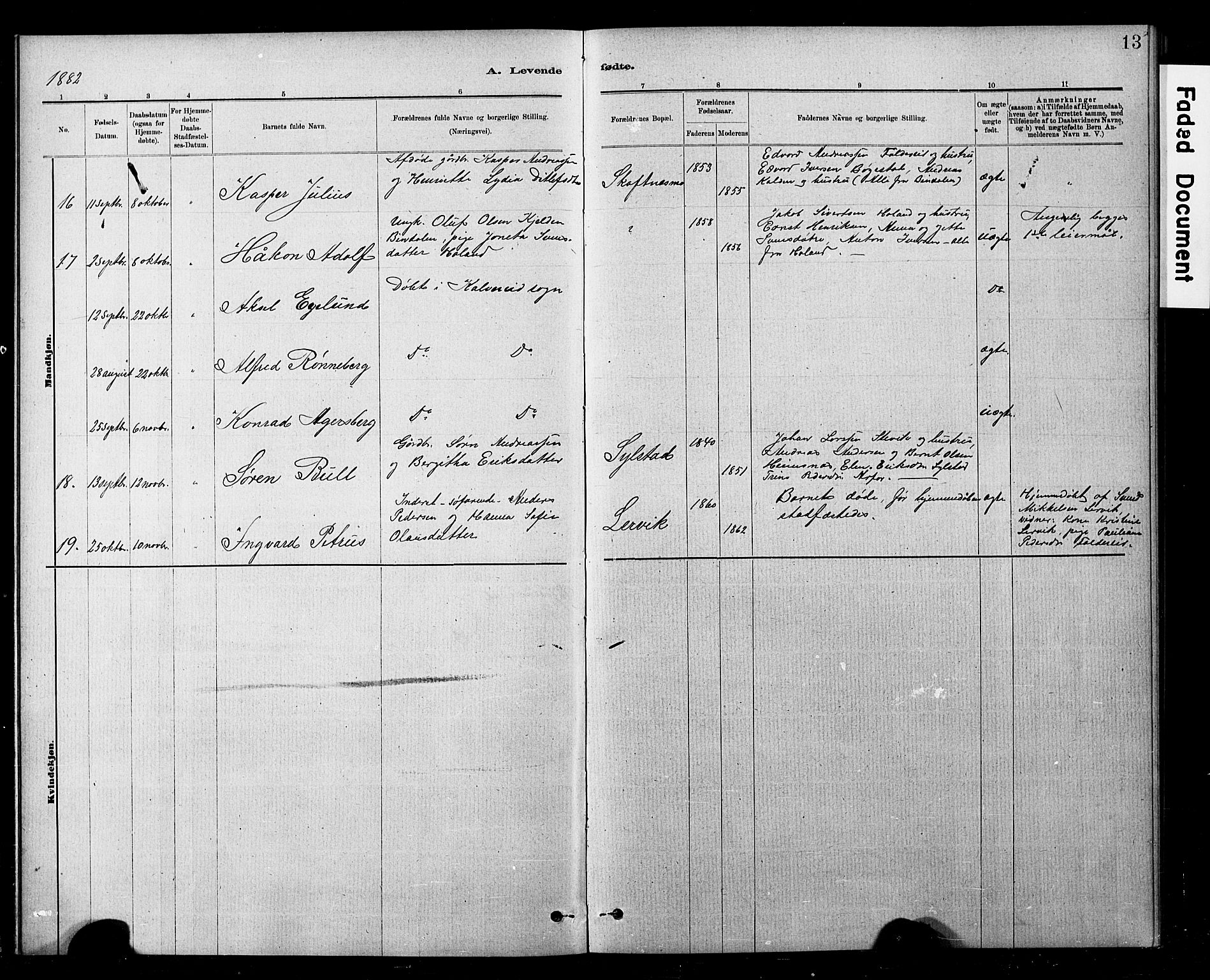 Ministerialprotokoller, klokkerbøker og fødselsregistre - Nord-Trøndelag, SAT/A-1458/783/L0661: Klokkerbok nr. 783C01, 1878-1893, s. 13