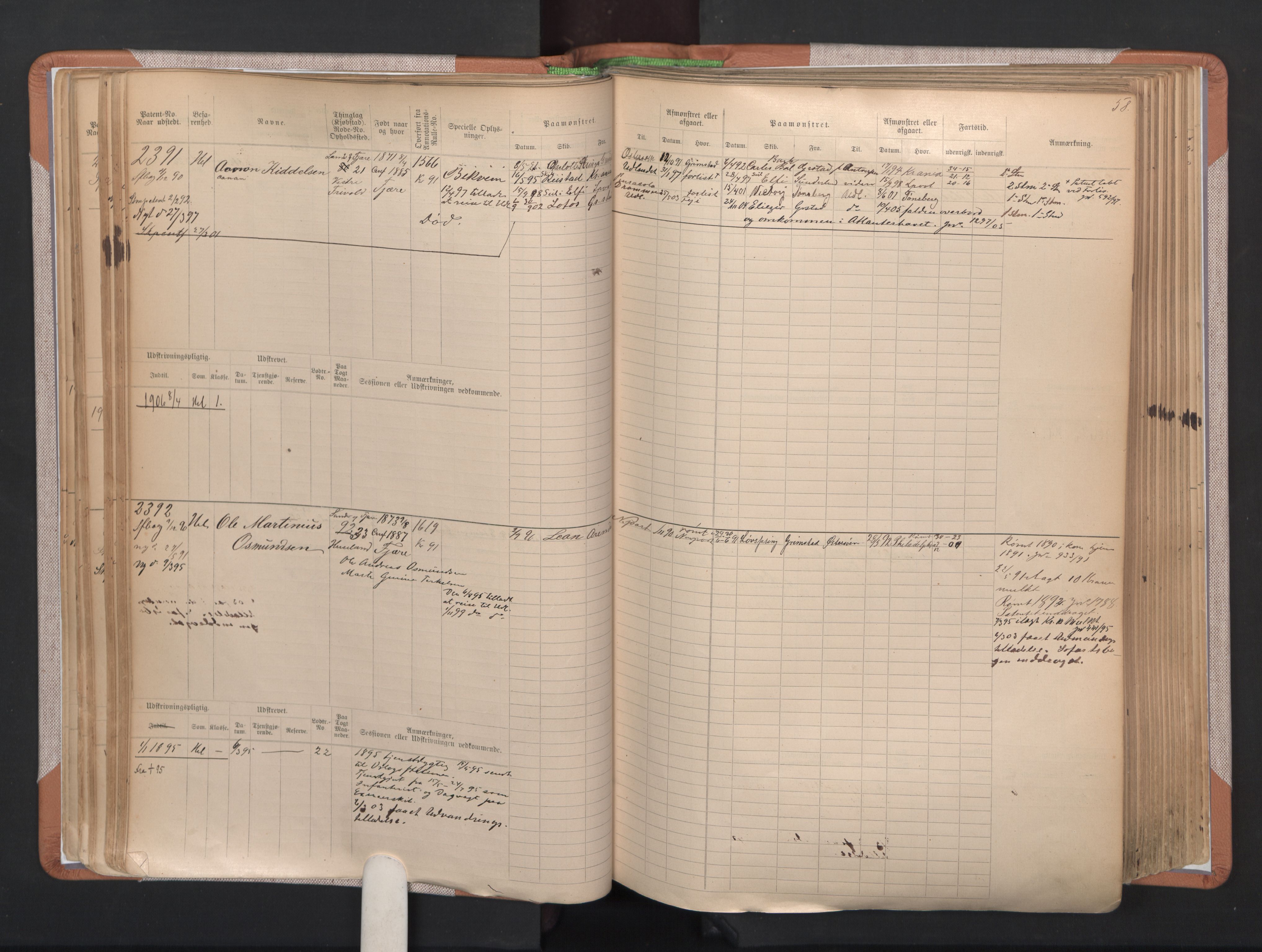 Grimstad mønstringskrets, AV/SAK-2031-0013/F/Fb/L0004: Hovedrulle A nr 2277-3042, F-7, 1889-1940, s. 63
