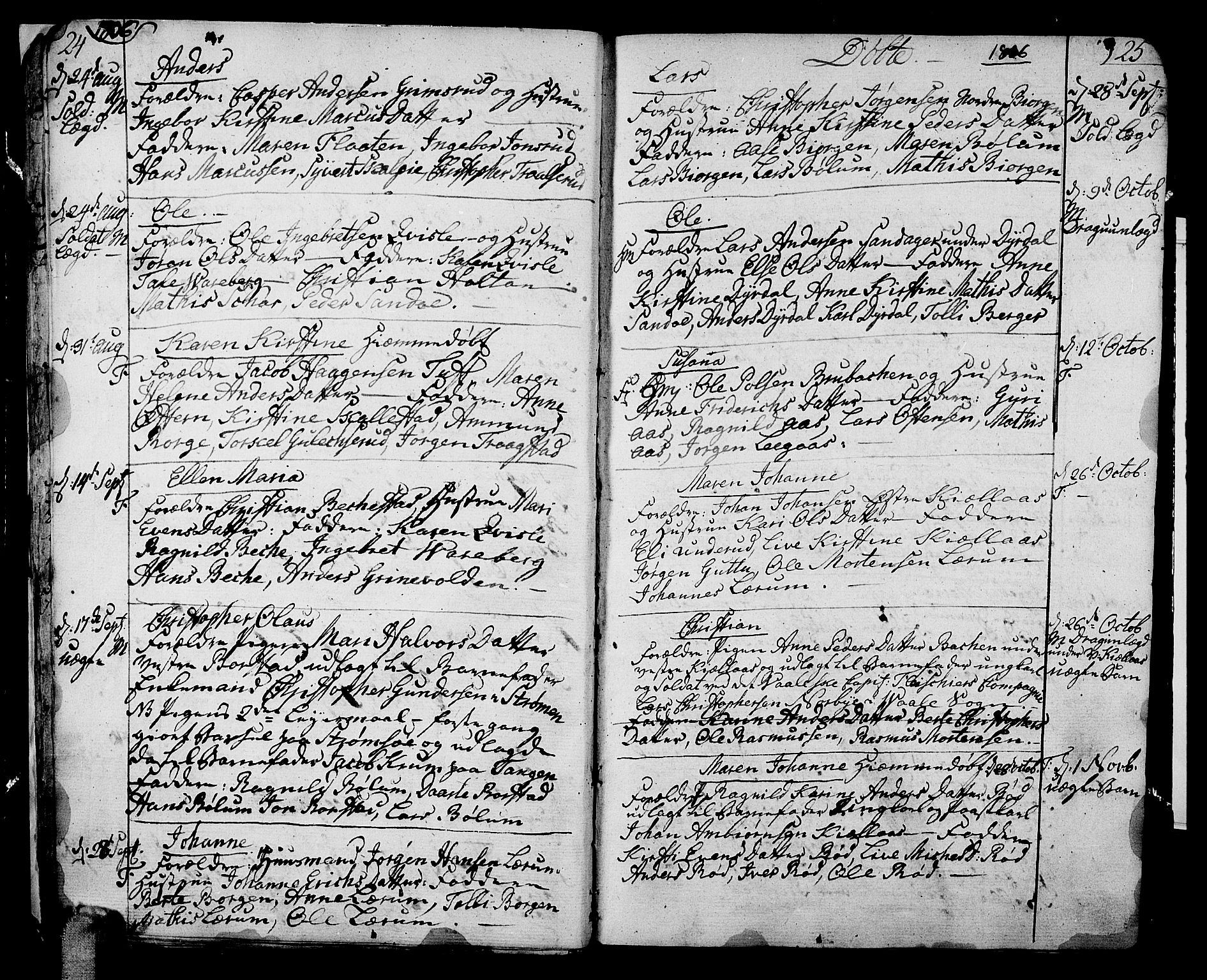 Sande Kirkebøker, AV/SAKO-A-53/F/Fa/L0002: Ministerialbok nr. 2, 1804-1814, s. 24-25