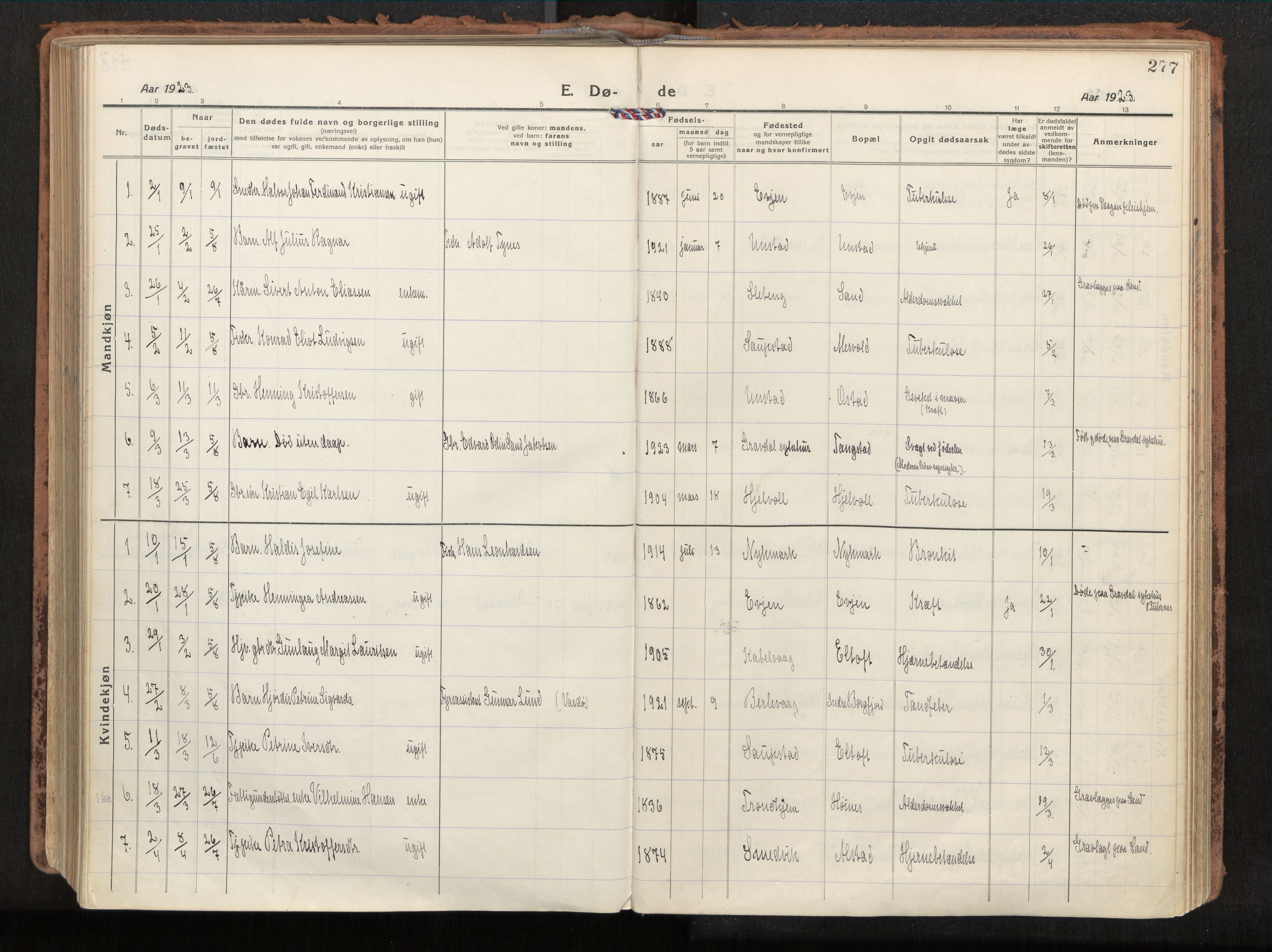 Ministerialprotokoller, klokkerbøker og fødselsregistre - Nordland, AV/SAT-A-1459/880/L1136: Ministerialbok nr. 880A10, 1919-1927, s. 277