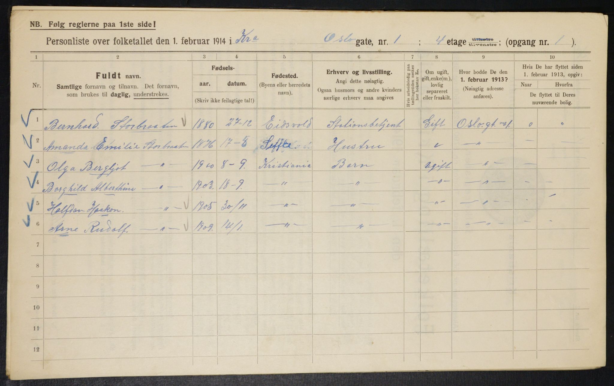 OBA, Kommunal folketelling 1.2.1914 for Kristiania, 1914, s. 77014