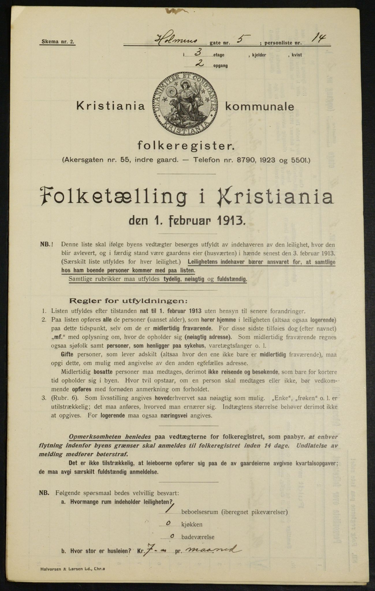 OBA, Kommunal folketelling 1.2.1913 for Kristiania, 1913, s. 40651