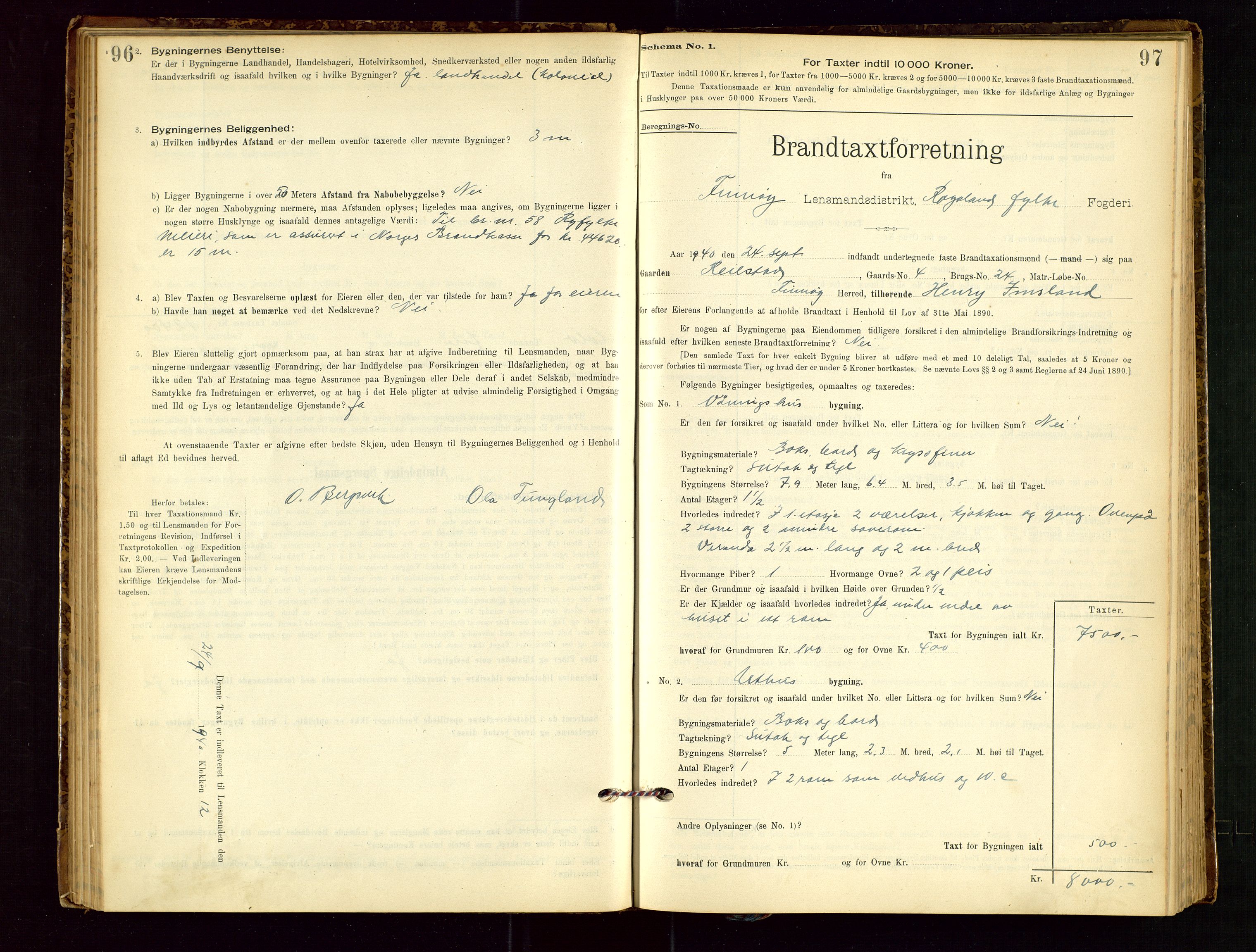 Finnøy lensmannskontor, AV/SAST-A-100442/Goa/L0003: Branntakstprotokoll - skjemaprotokoll, 1896-1954, s. 96-97