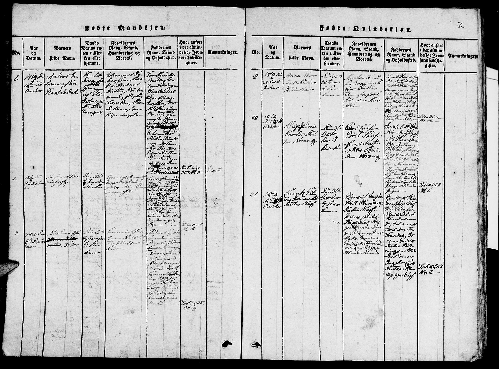 Ministerialprotokoller, klokkerbøker og fødselsregistre - Møre og Romsdal, AV/SAT-A-1454/515/L0207: Ministerialbok nr. 515A03, 1819-1829, s. 7