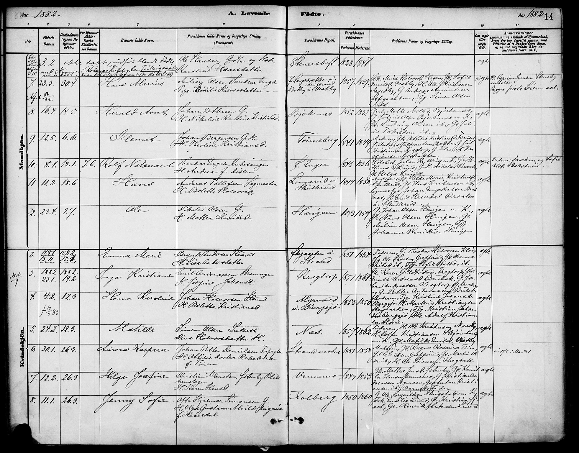 Høland prestekontor Kirkebøker, AV/SAO-A-10346a/F/Fb/L0001: Ministerialbok nr. II 1, 1880-1897, s. 14