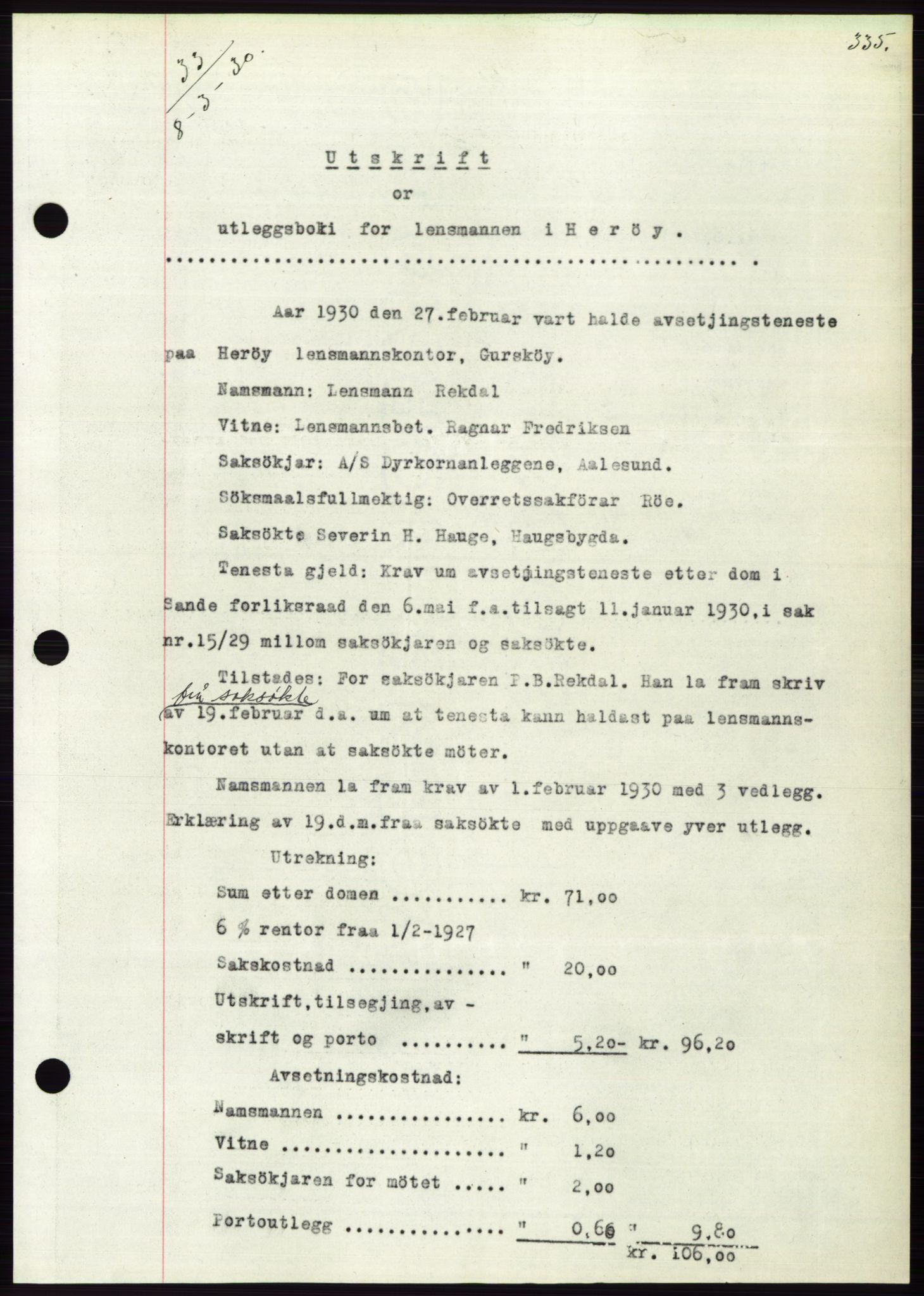 Søre Sunnmøre sorenskriveri, SAT/A-4122/1/2/2C/L0050: Pantebok nr. 44, 1929-1930, Tingl.dato: 08.03.1930