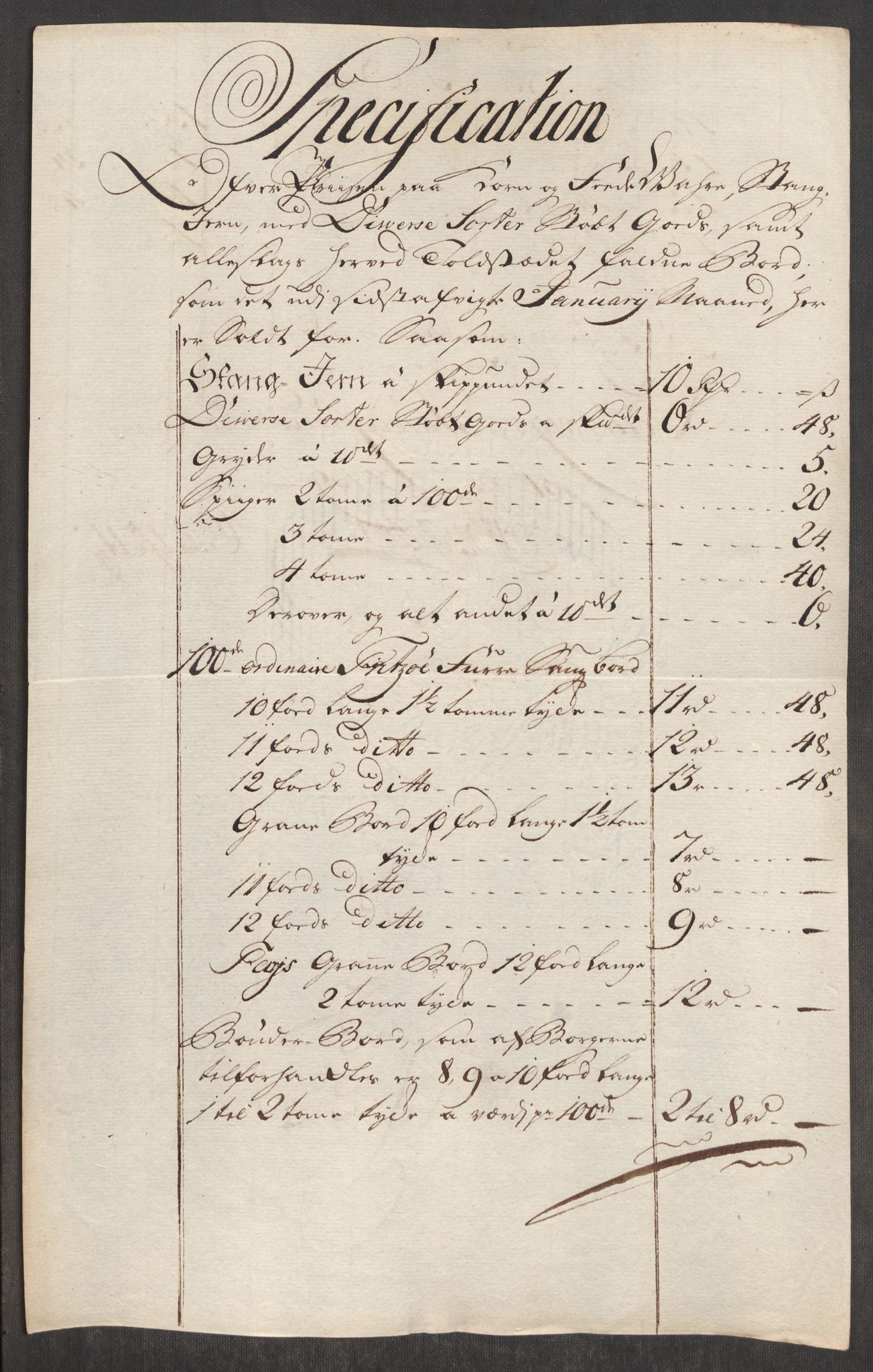 RA, Rentekammeret inntil 1814, Realistisk ordnet avdeling, Oe/L0001: [Ø1]: Priskuranter, 1712-1739, s. 960