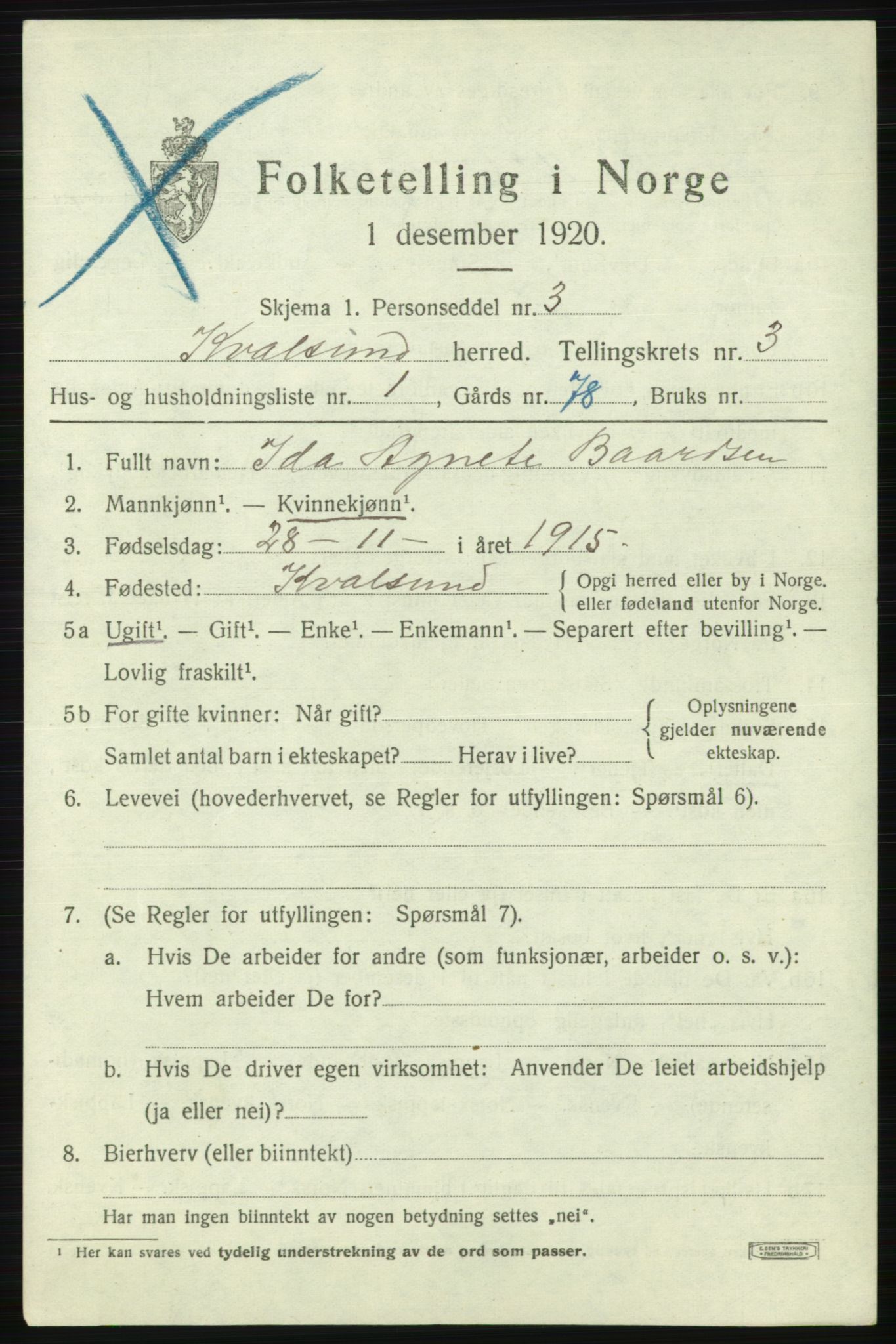 SATØ, Folketelling 1920 for 2017 Kvalsund herred, 1920, s. 952