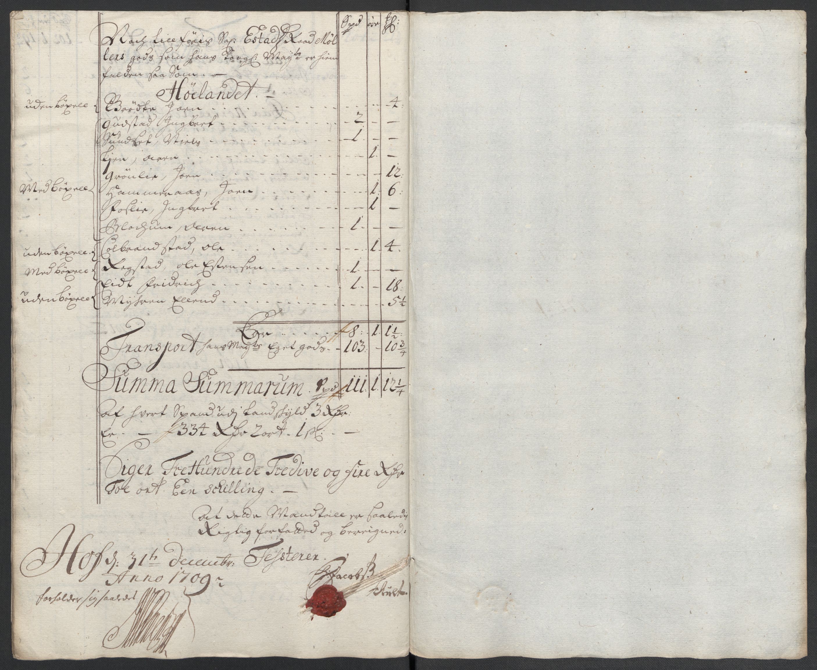 Rentekammeret inntil 1814, Reviderte regnskaper, Fogderegnskap, AV/RA-EA-4092/R60/L3959: Fogderegnskap Orkdal og Gauldal, 1709, s. 300