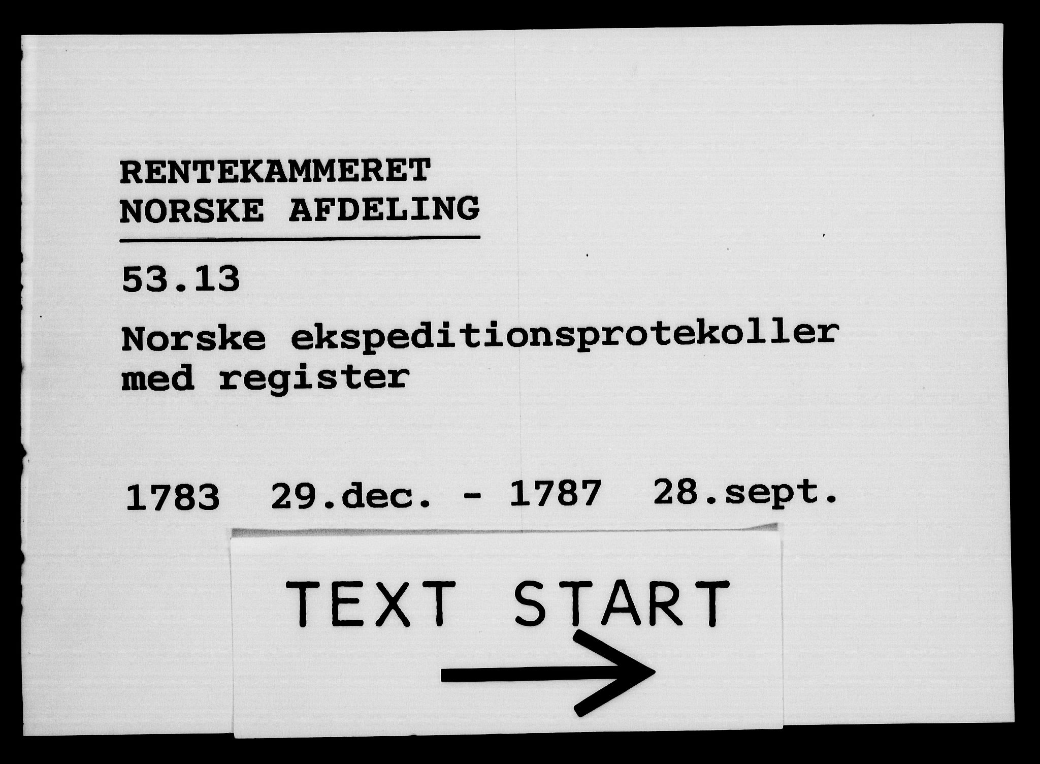 Rentekammeret, Kammerkanselliet, RA/EA-3111/G/Gg/Gga/L0013: Norsk ekspedisjonsprotokoll med register (merket RK 53.13), 1784-1787