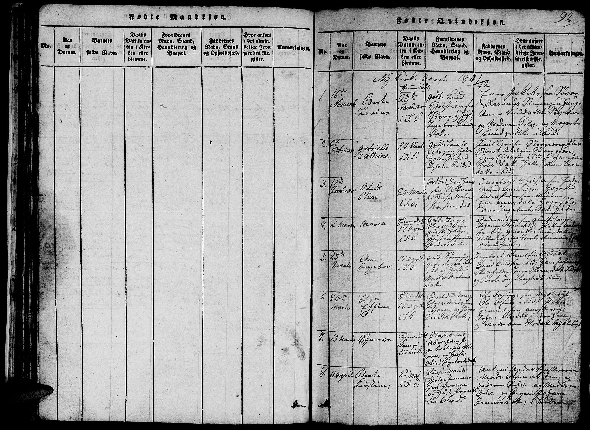 Ministerialprotokoller, klokkerbøker og fødselsregistre - Møre og Romsdal, SAT/A-1454/503/L0046: Klokkerbok nr. 503C01, 1816-1842, s. 92