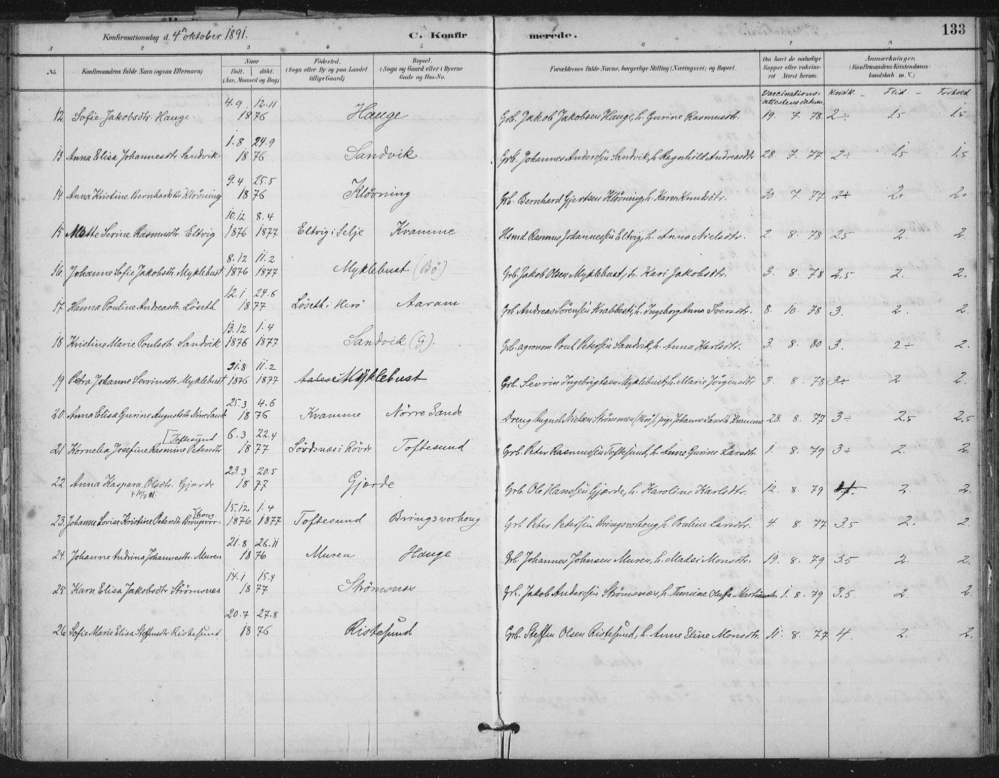 Ministerialprotokoller, klokkerbøker og fødselsregistre - Møre og Romsdal, SAT/A-1454/503/L0037: Ministerialbok nr. 503A05, 1884-1900, s. 133