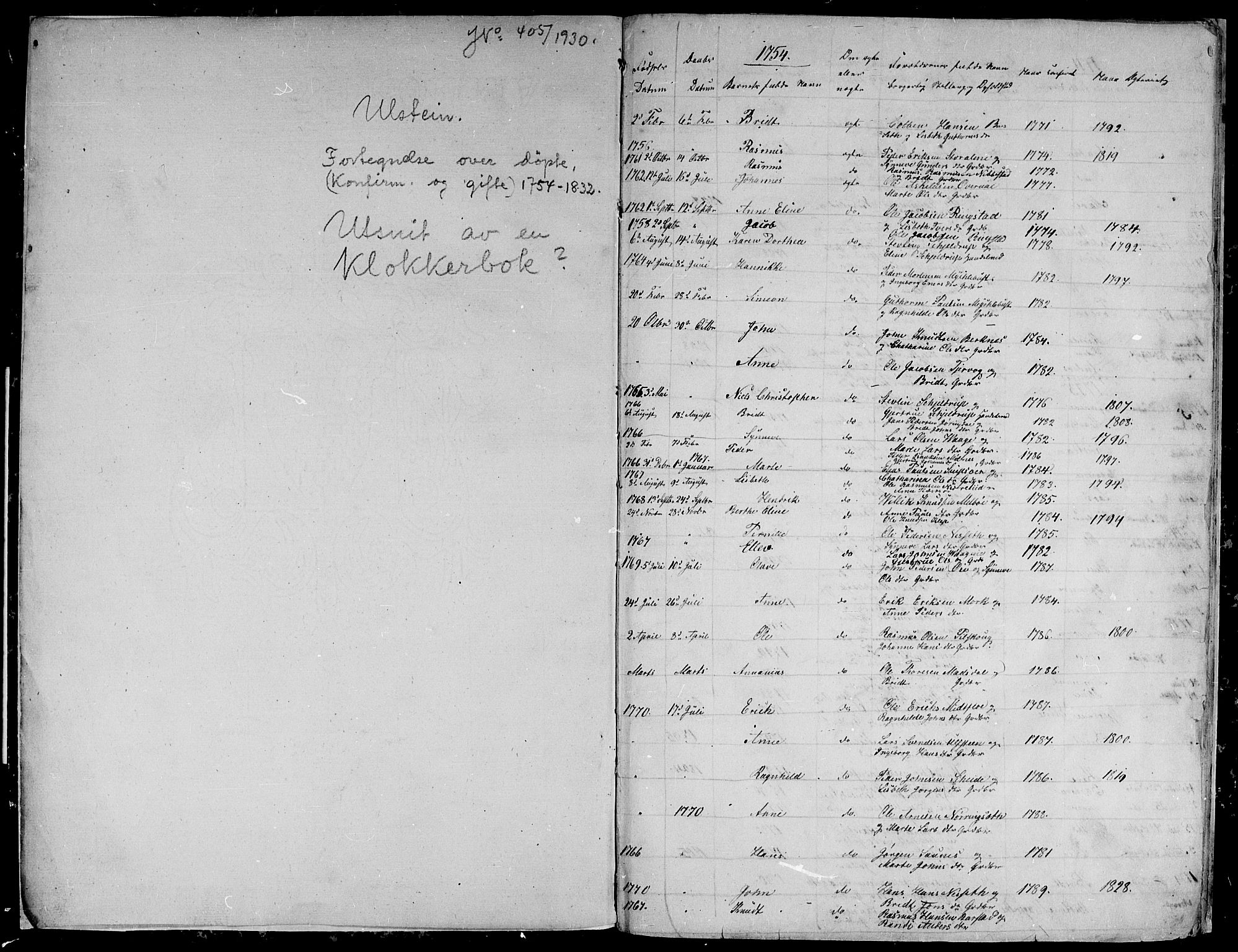 Ministerialprotokoller, klokkerbøker og fødselsregistre - Møre og Romsdal, AV/SAT-A-1454/509/L0103: Ministerialbok nr. 509A01, 1754-1832