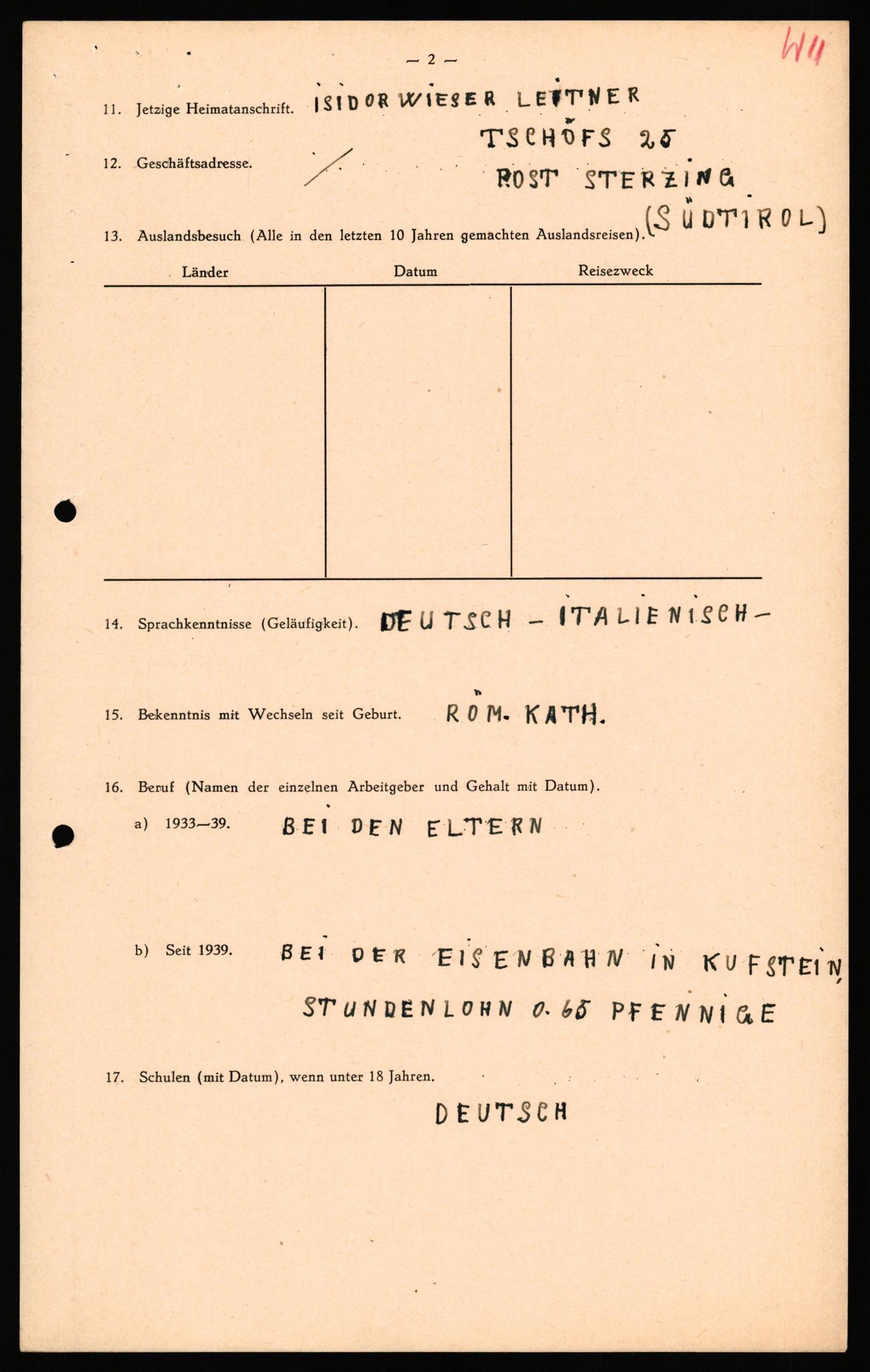 Forsvaret, Forsvarets overkommando II, AV/RA-RAFA-3915/D/Db/L0040: CI Questionaires. Tyske okkupasjonsstyrker i Norge. Østerrikere., 1945-1946, s. 416