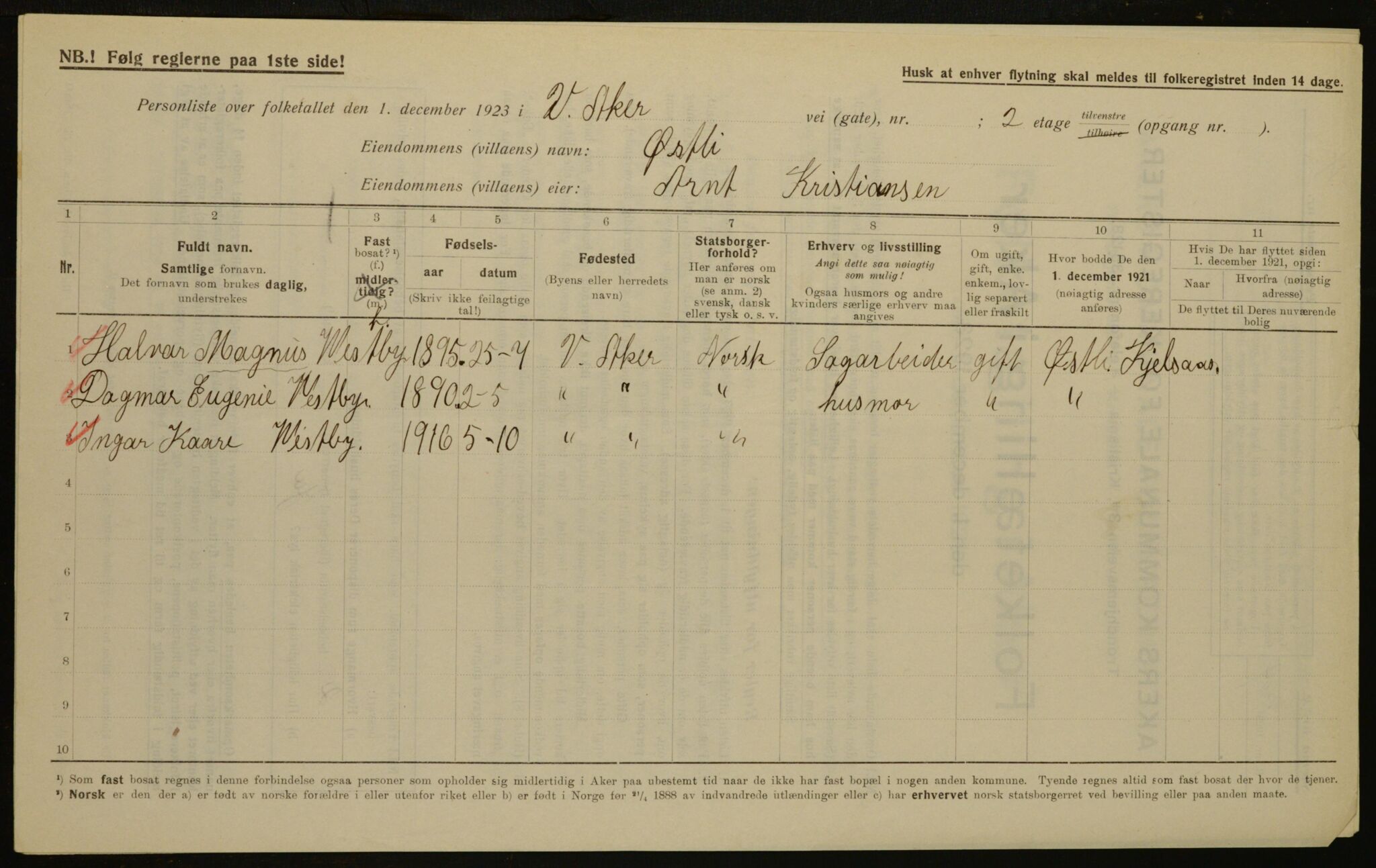 , Kommunal folketelling 1.12.1923 for Aker, 1923, s. 15975