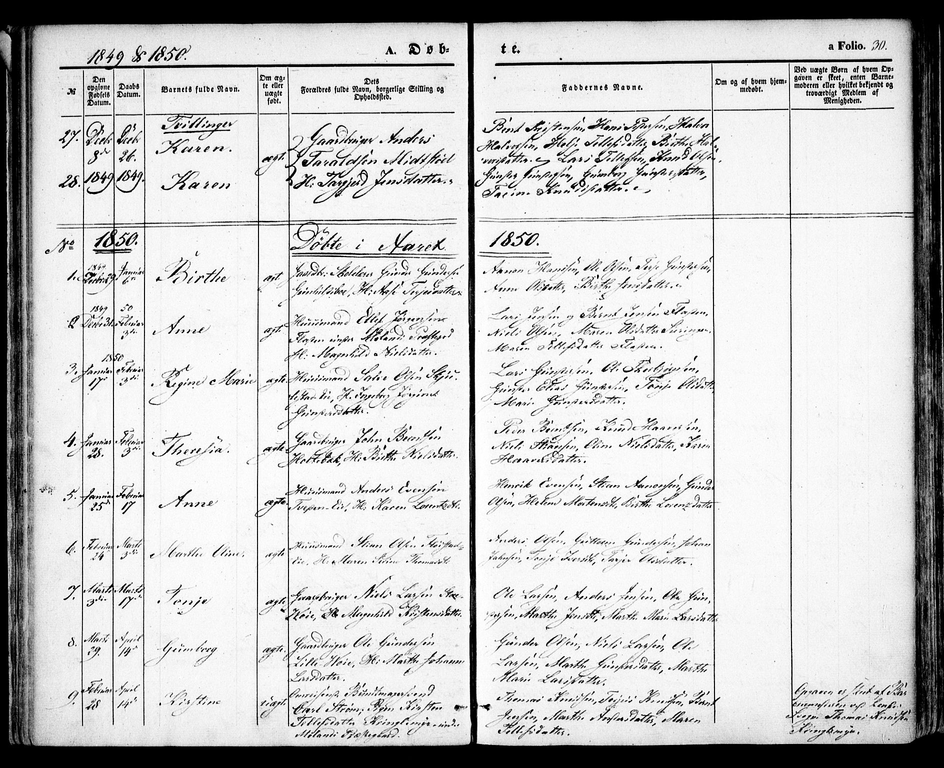 Austre Moland sokneprestkontor, AV/SAK-1111-0001/F/Fa/Faa/L0007: Ministerialbok nr. A 7, 1847-1857, s. 30