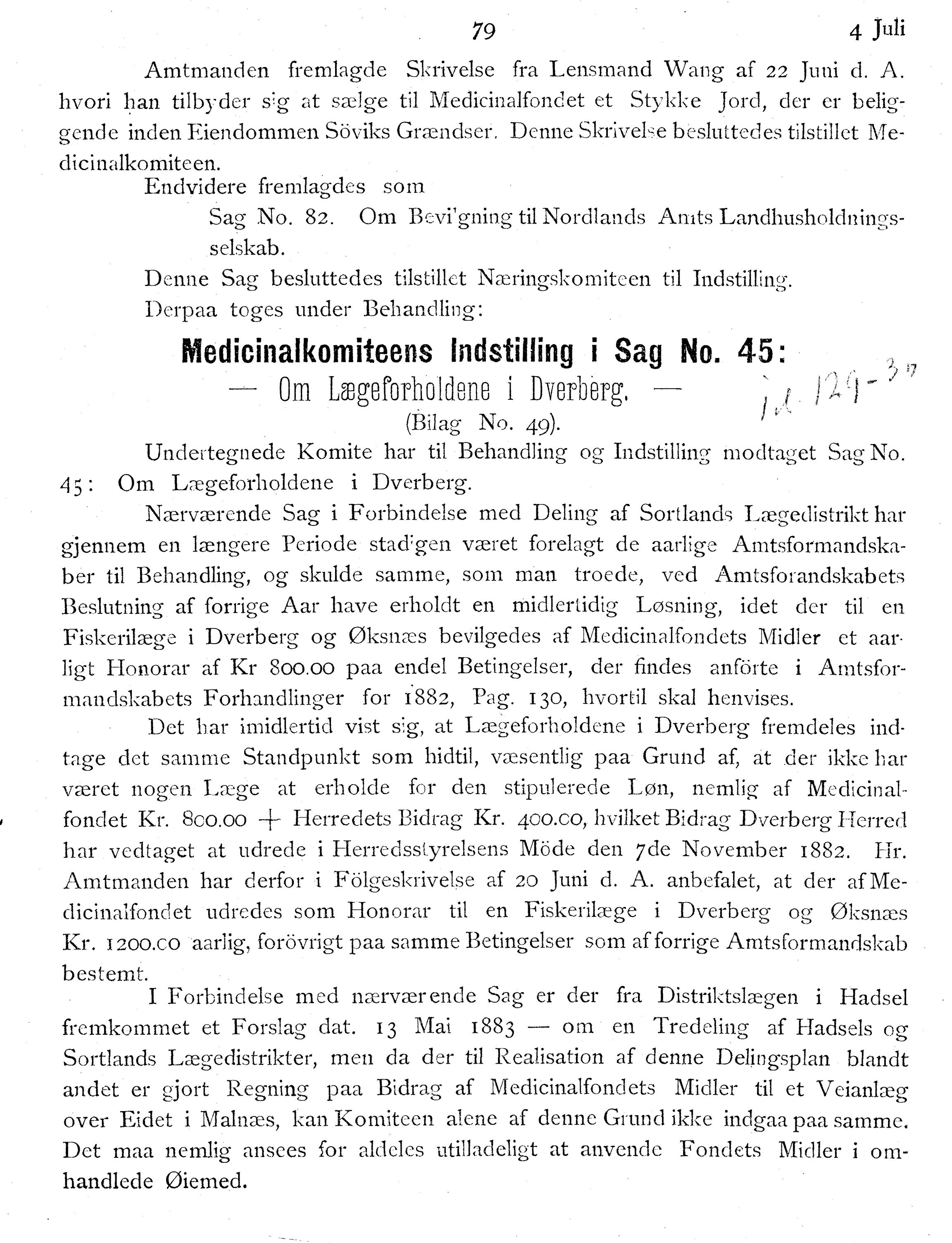 Nordland Fylkeskommune. Fylkestinget, AIN/NFK-17/176/A/Ac/L0014: Fylkestingsforhandlinger 1881-1885, 1881-1885