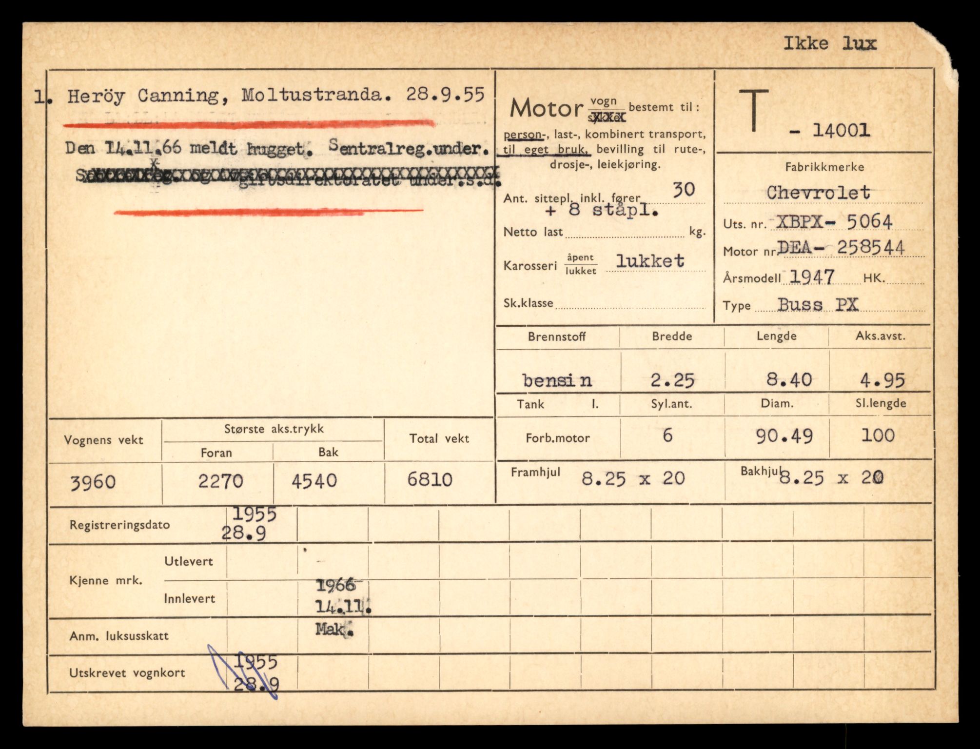 Møre og Romsdal vegkontor - Ålesund trafikkstasjon, AV/SAT-A-4099/F/Fe/L0042: Registreringskort for kjøretøy T 13906 - T 14079, 1927-1998, s. 1259