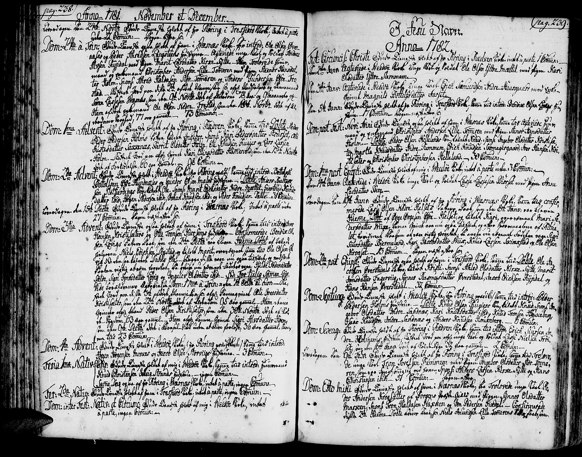 Ministerialprotokoller, klokkerbøker og fødselsregistre - Møre og Romsdal, AV/SAT-A-1454/547/L0600: Ministerialbok nr. 547A02, 1765-1799, s. 238-239