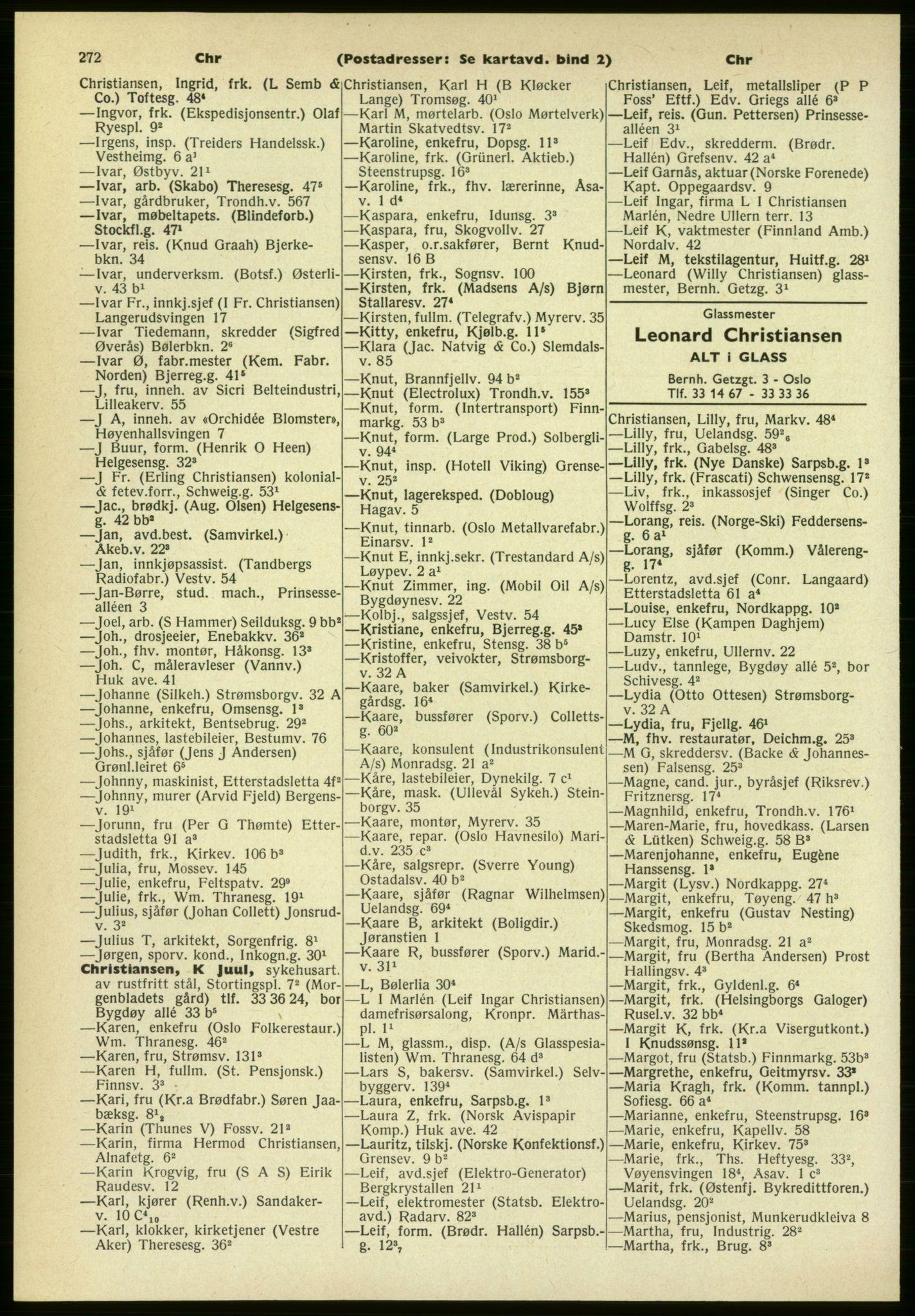 Kristiania/Oslo adressebok, PUBL/-, 1961-1962, s. 272