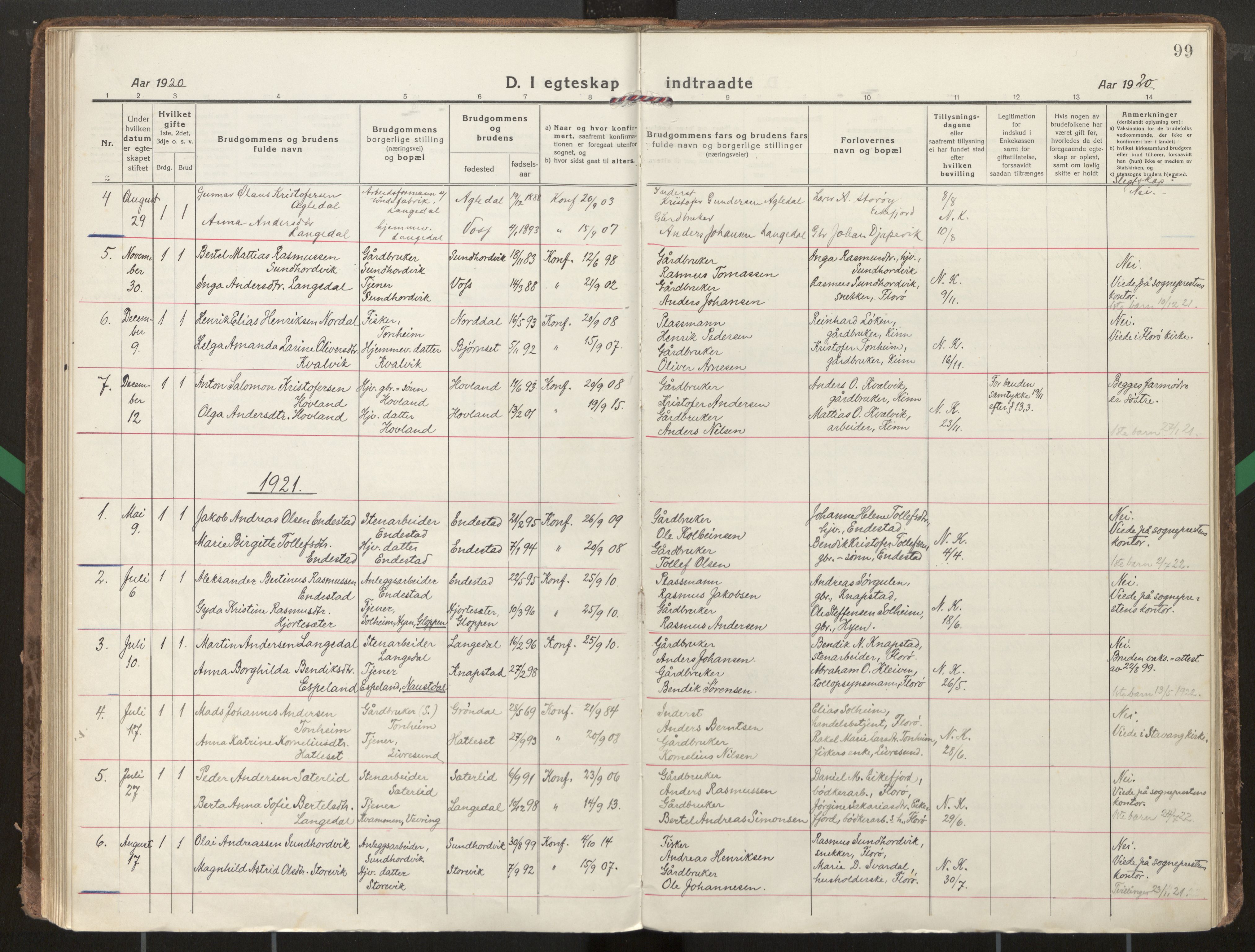 Kinn sokneprestembete, AV/SAB-A-80801/H/Haa/Haae/L0002: Ministerialbok nr. E 2, 1917-1937, s. 99