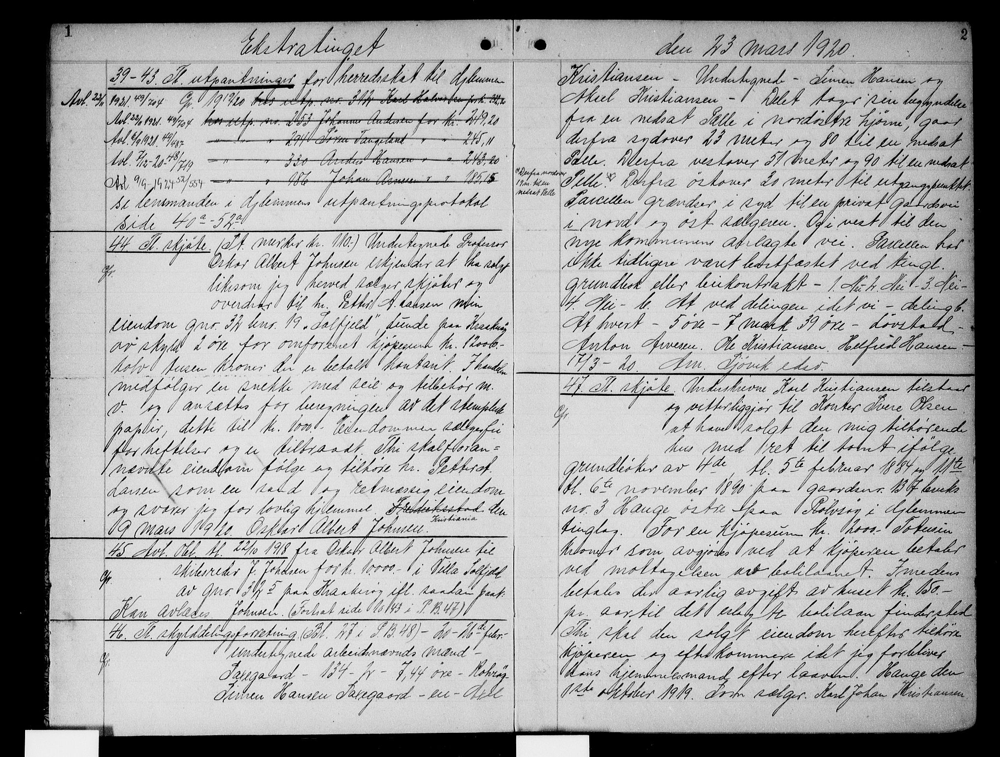 Onsøy sorenskriveri, AV/SAO-A-10474/G/Ga/Gaa/L0048: Pantebok nr. I 48, 1920-1921, s. 1-2