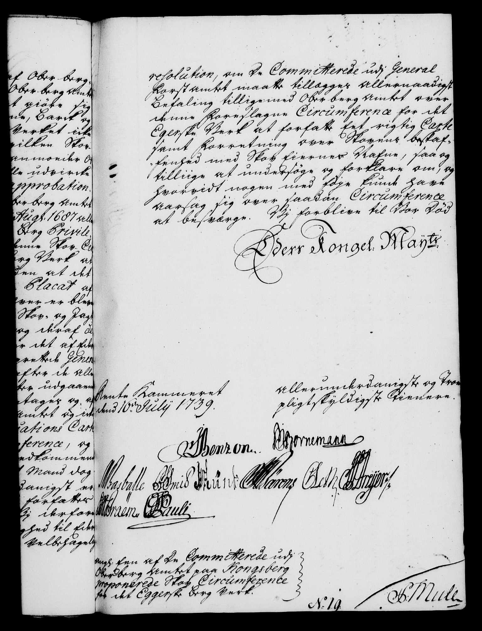 Rentekammeret, Kammerkanselliet, RA/EA-3111/G/Gf/Gfa/L0022: Norsk relasjons- og resolusjonsprotokoll (merket RK 52.22), 1739, s. 586