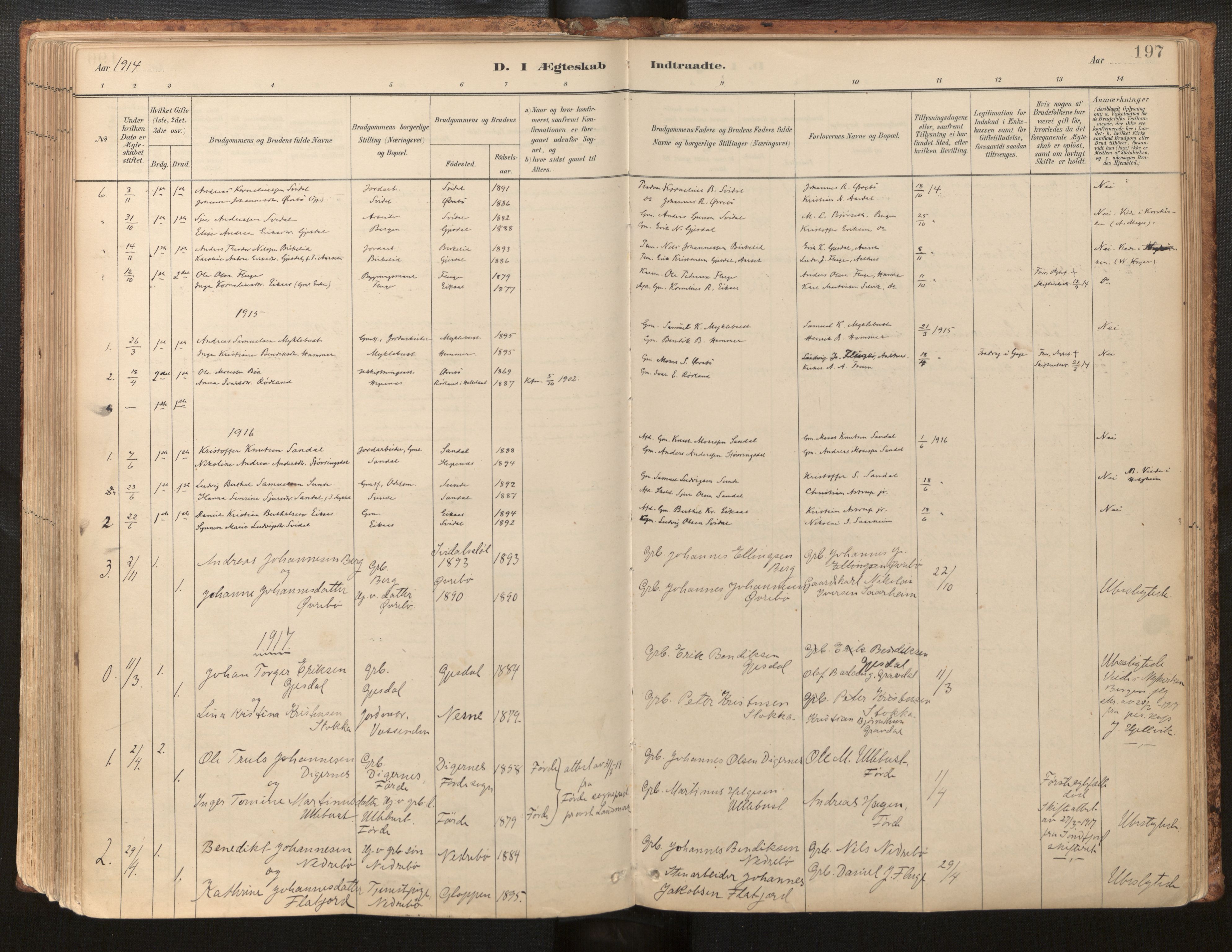 Jølster sokneprestembete, AV/SAB-A-80701/H/Haa/Haab/L0001: Ministerialbok nr. B 1, 1882-1930, s. 197