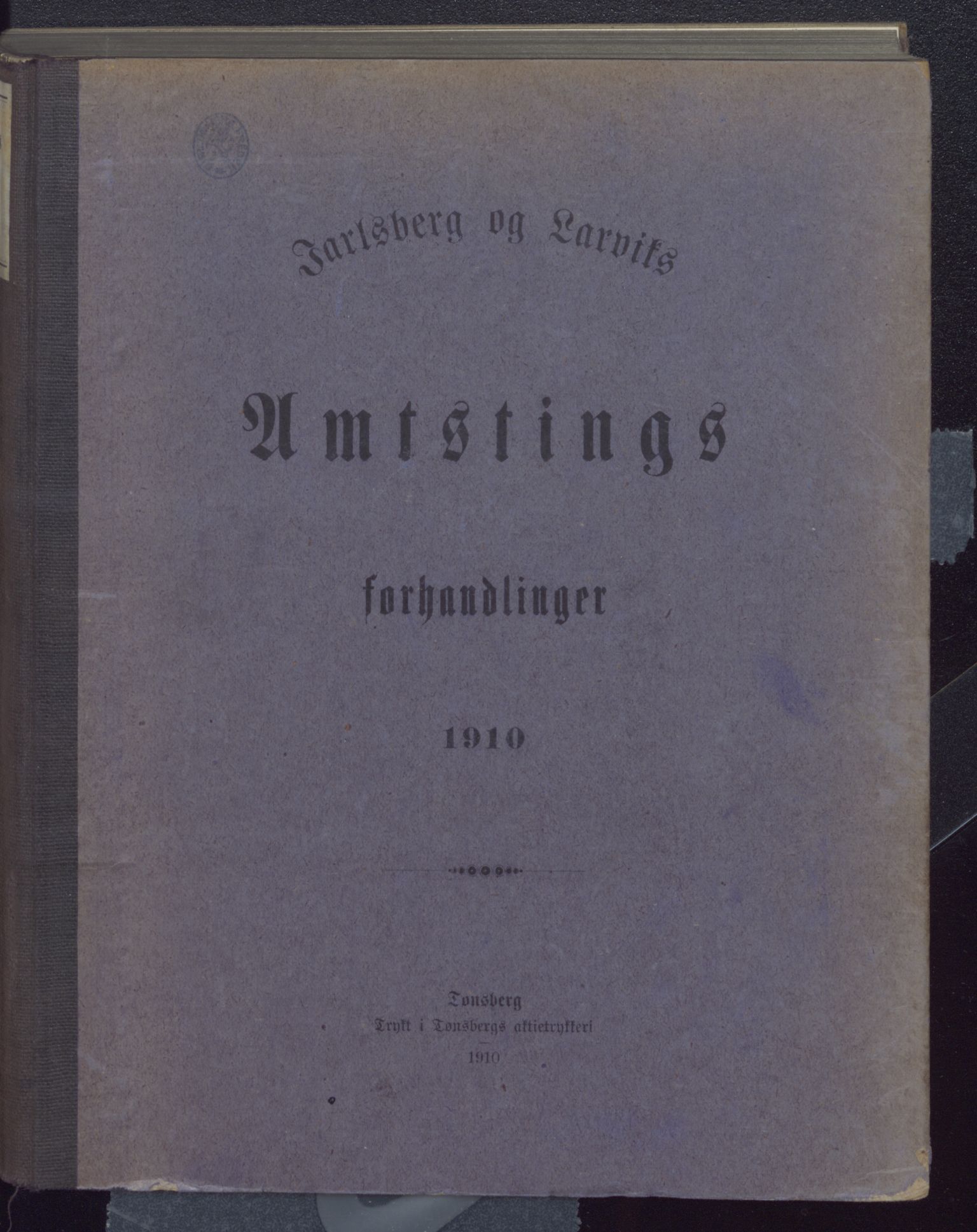 Vestfold fylkeskommune. Fylkestinget, VEMU/A-1315/A/Ab/Abb/L0057: Fylkestingsforhandlinger, 1910