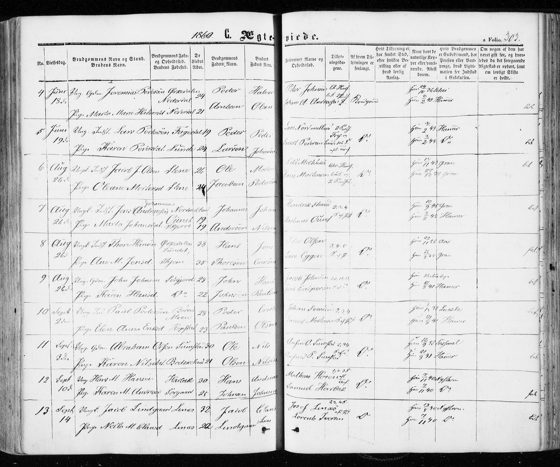 Ministerialprotokoller, klokkerbøker og fødselsregistre - Sør-Trøndelag, SAT/A-1456/657/L0705: Ministerialbok nr. 657A06, 1858-1867, s. 303