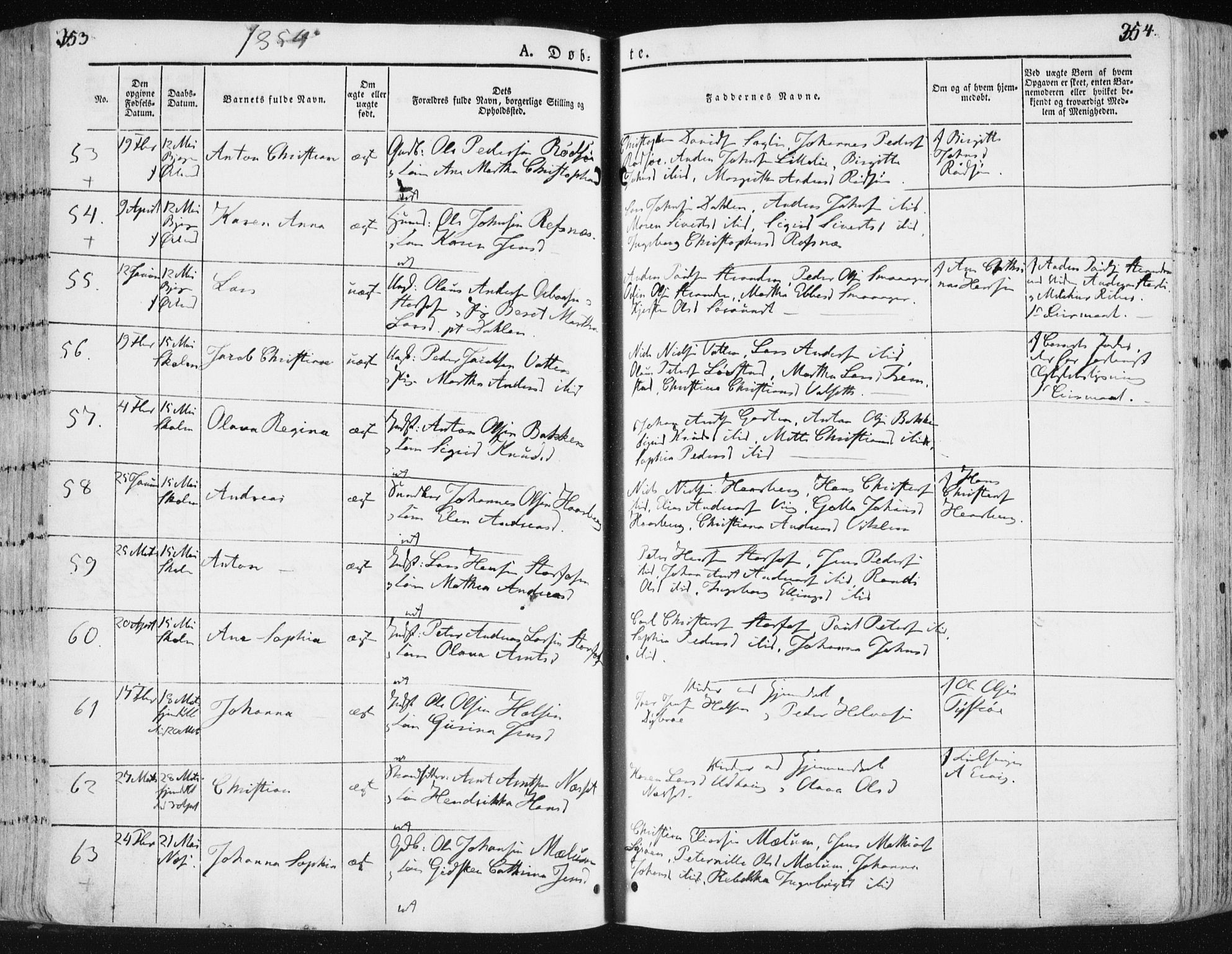Ministerialprotokoller, klokkerbøker og fødselsregistre - Sør-Trøndelag, SAT/A-1456/659/L0736: Ministerialbok nr. 659A06, 1842-1856, s. 353-354