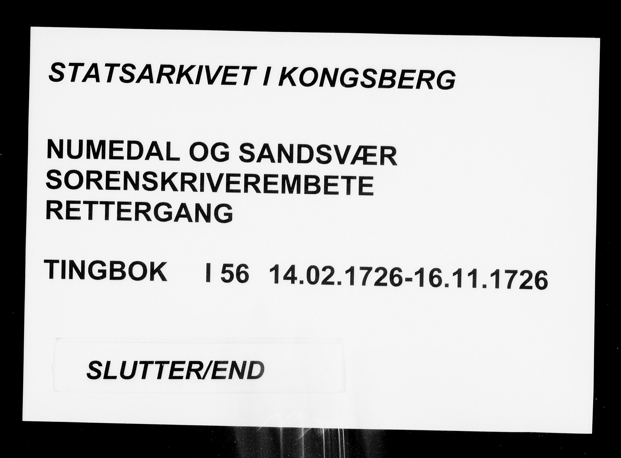 Numedal og Sandsvær sorenskriveri, SAKO/A-128/F/Fa/Faa/L0056: Tingbøker, 1726