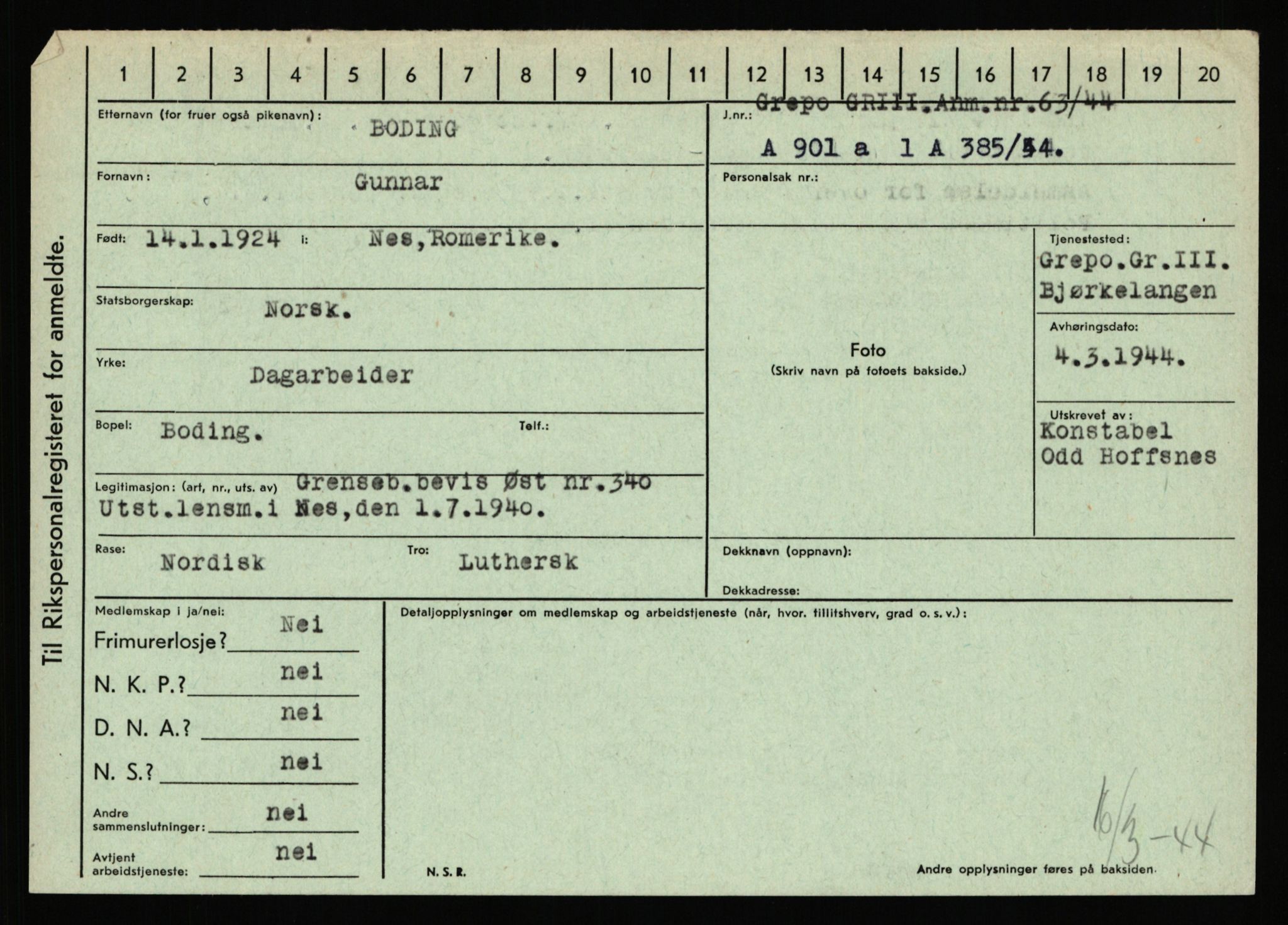 Statspolitiet - Hovedkontoret / Osloavdelingen, AV/RA-S-1329/C/Ca/L0002: Arneberg - Brand, 1943-1945, s. 4383