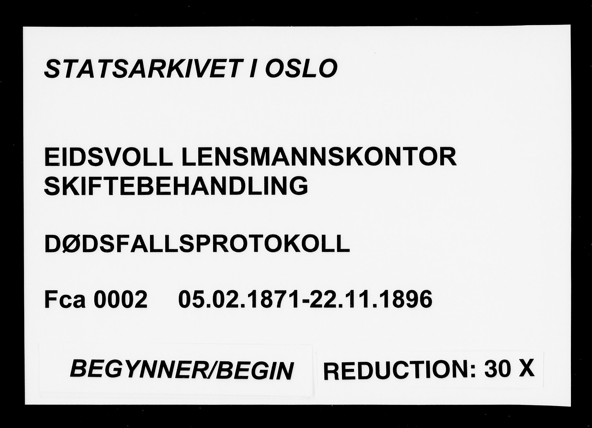 Eidsvoll lensmannskontor, AV/SAO-A-10266a/H/Ha/Haa/L0002: Dødsfallsprotokoll, 1871-1896